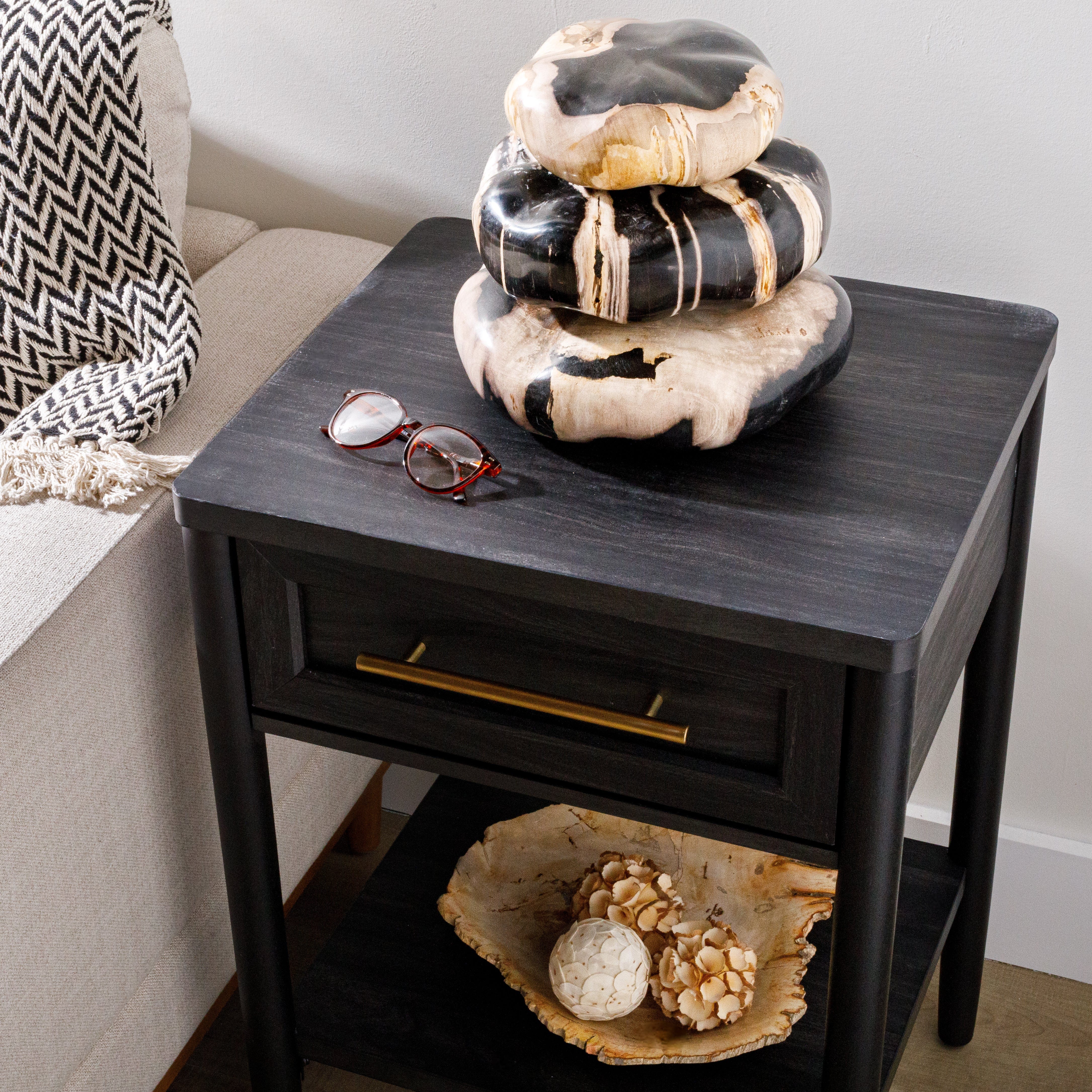 Kalifano Petrified Wood 10" Black Petrified Wood Sculpture Stack PWST1400-BK