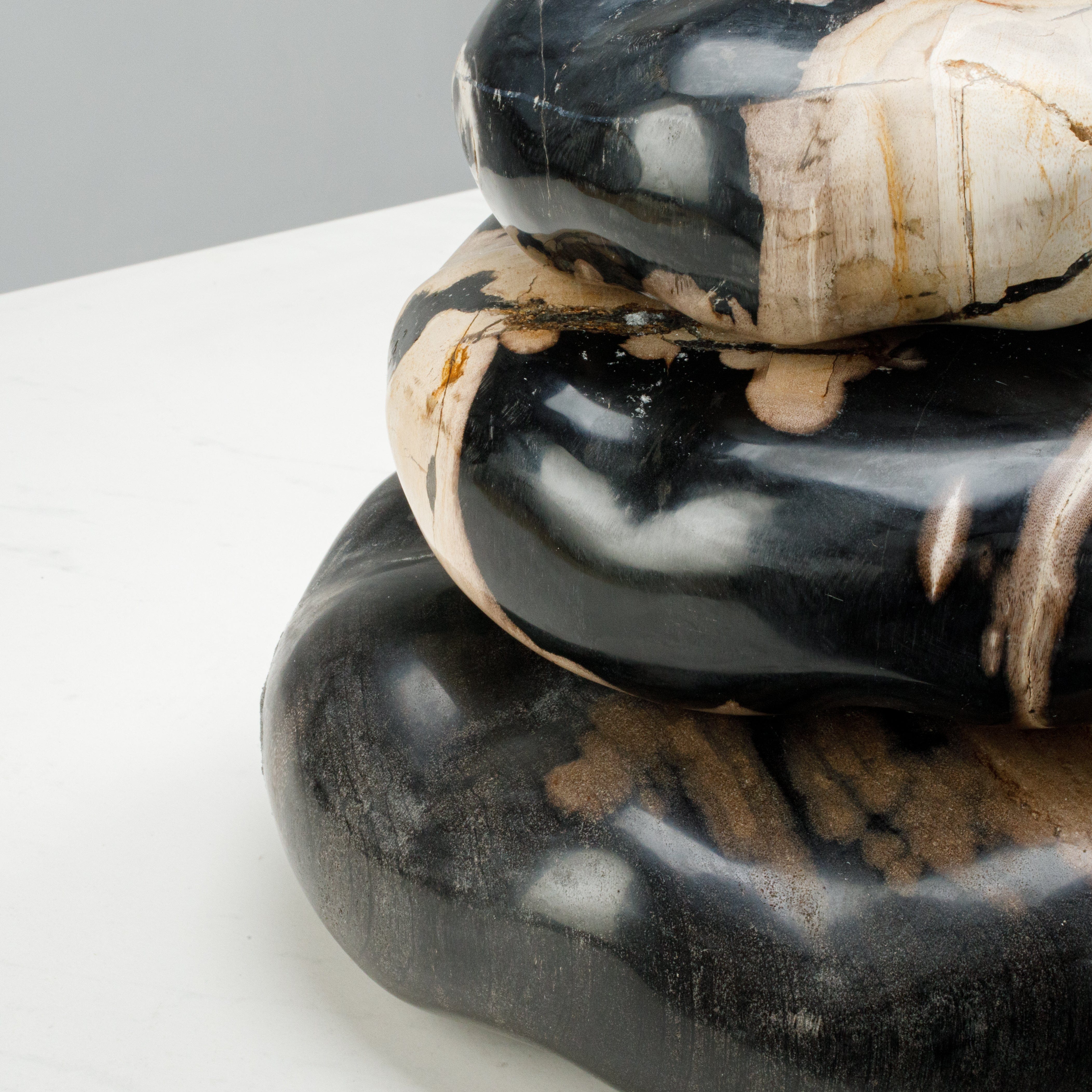 Kalifano Petrified Wood 10" Black Petrified Wood Sculpture Stack PWST1400-BK