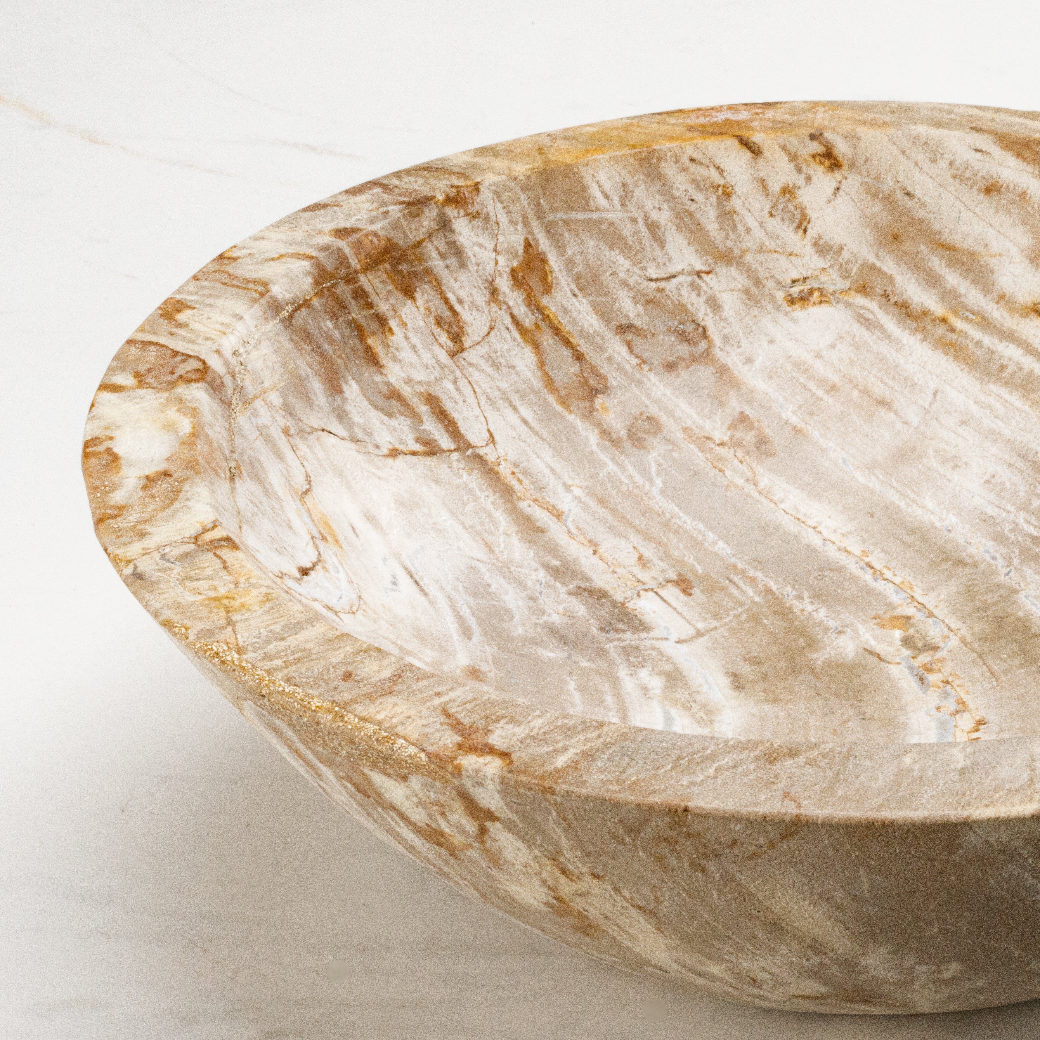 Kalifano Petrified Wood 9" Brown Small Petrified Wood Bowl PWBO500-BN