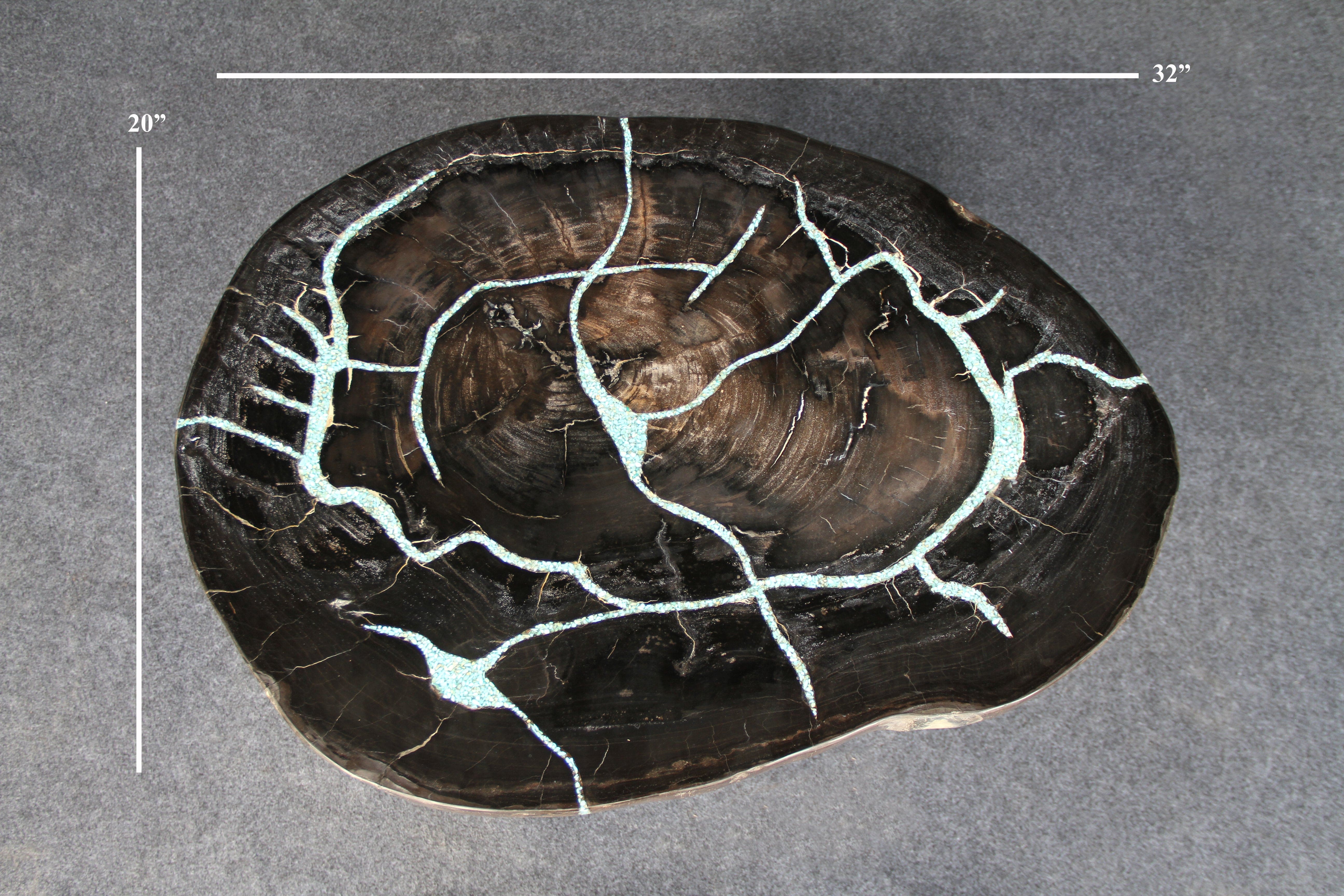 Kalifano Petrified Wood Petrified Wood Round Coffee Table 32" / 92 lbs PWT3400.004
