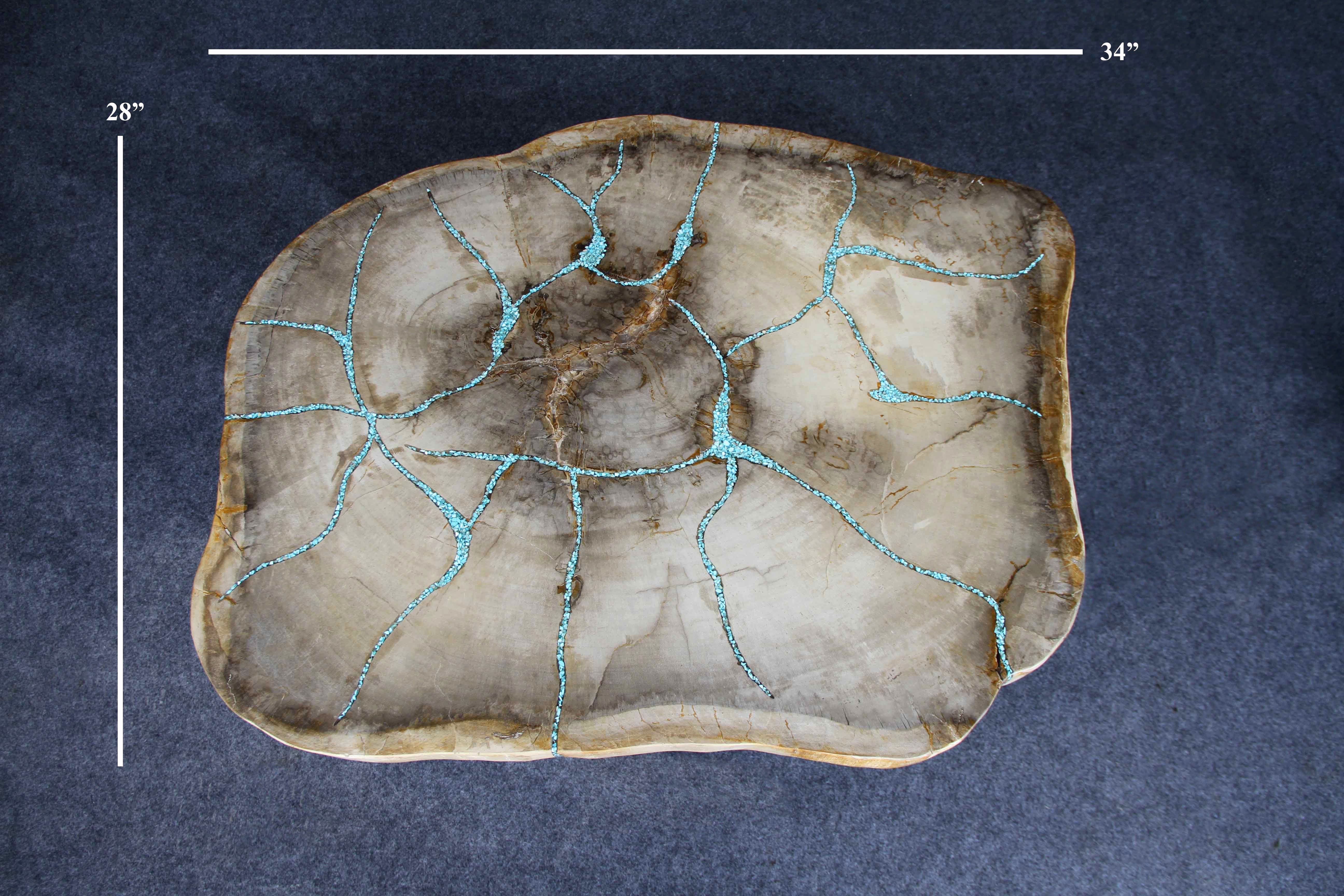 Kalifano Petrified Wood Petrified Wood Round Coffee Table 34" / 128 lbs PWT4800.003