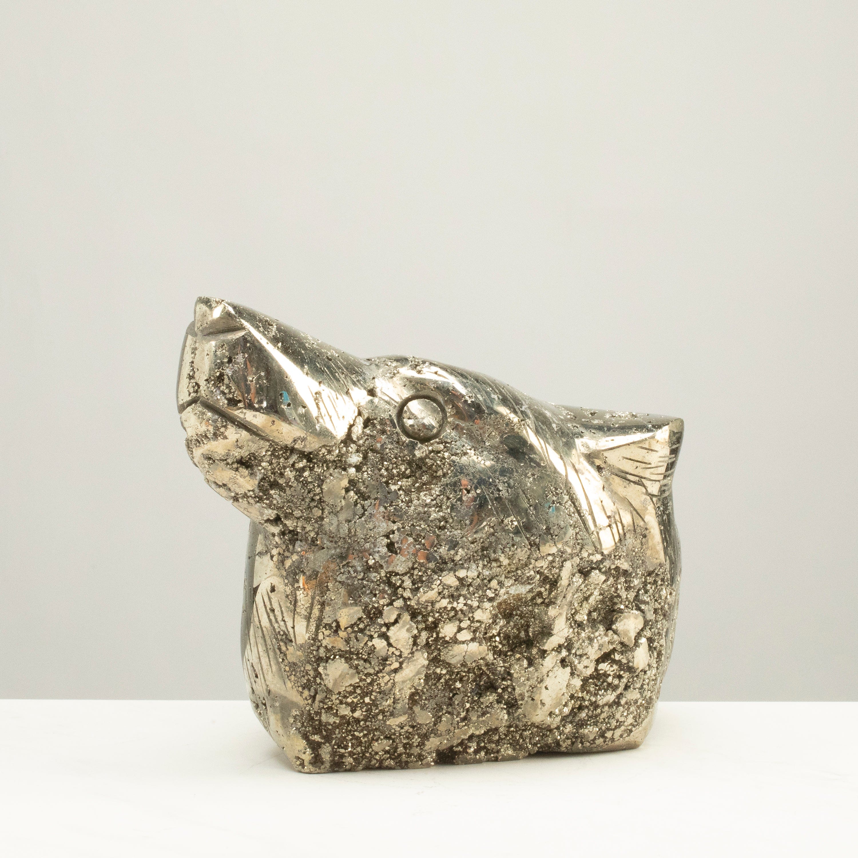 Kalifano Pyrite Peruvian Pyrite Bear Carving 7" / 9.8lbs PCBR5000.001