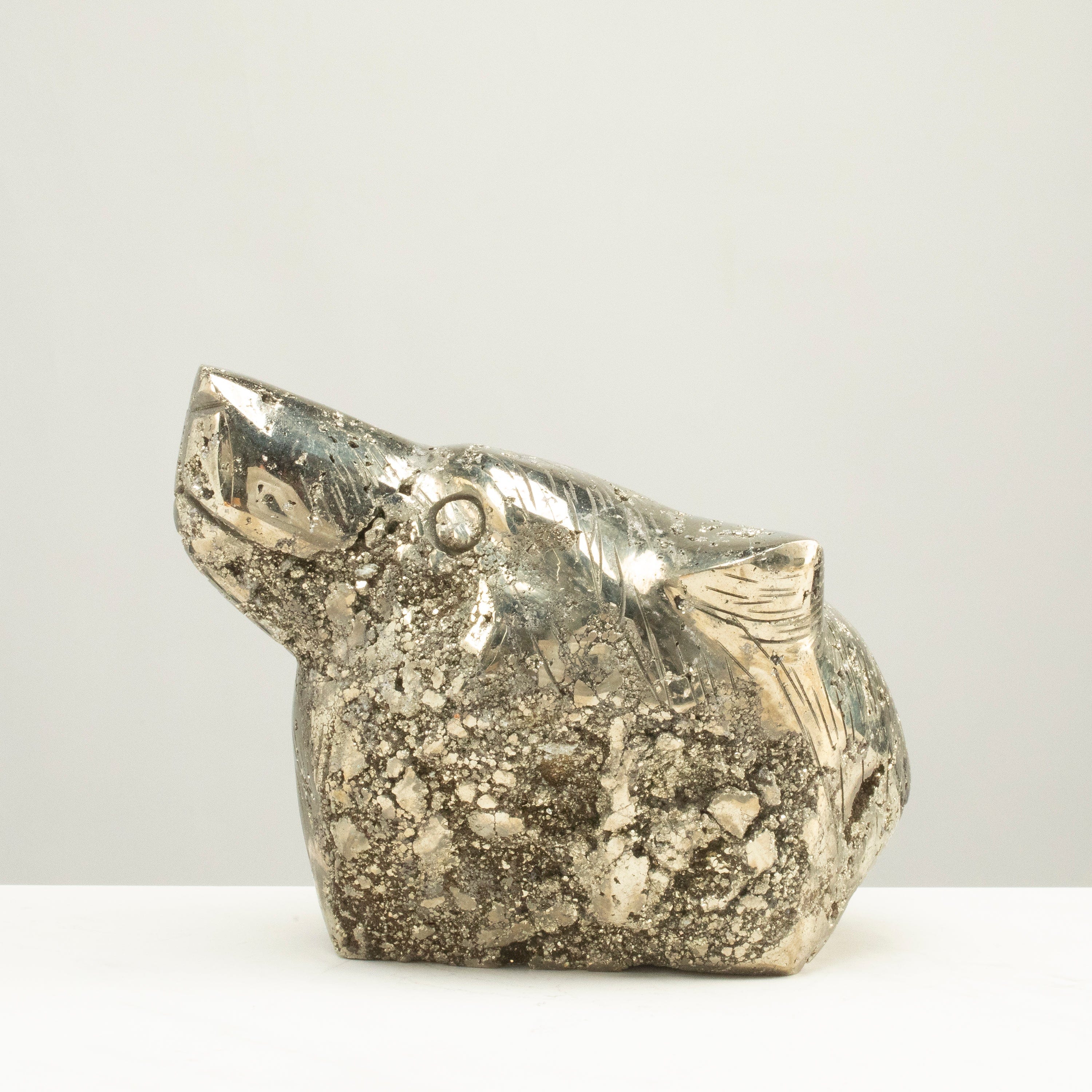 Kalifano Pyrite Peruvian Pyrite Bear Carving 7" / 9.8lbs PCBR5000.001