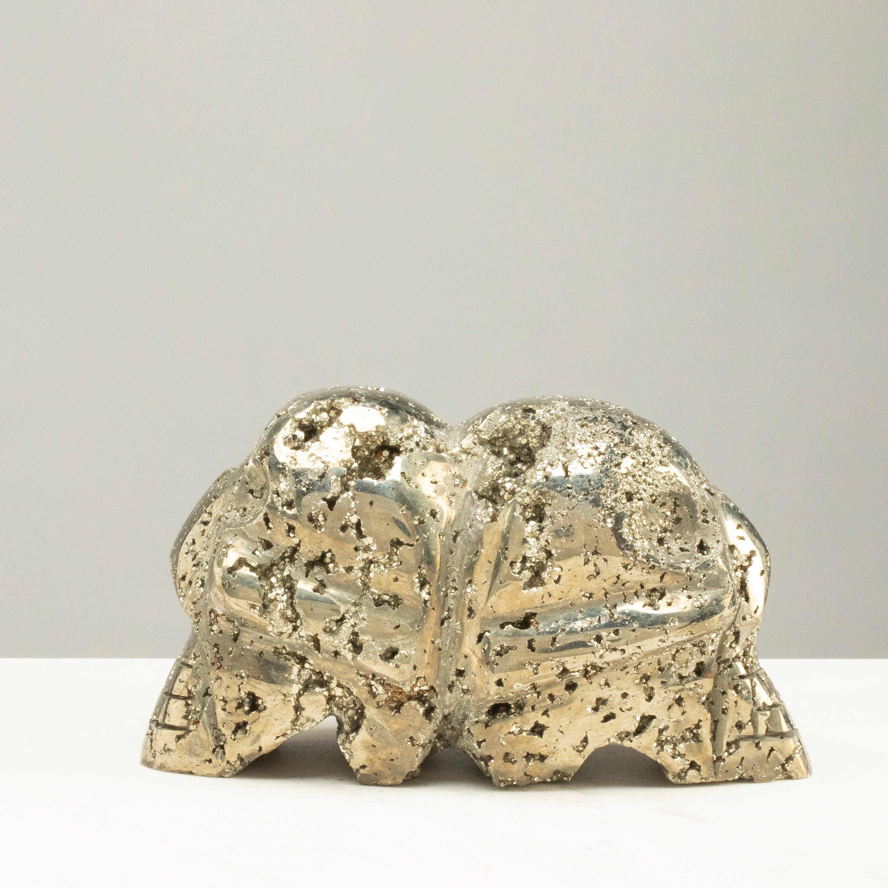Kalifano Pyrite Peruvian Pyrite Double Skull Carving 5" / 1.8lbs PCSK1600.001