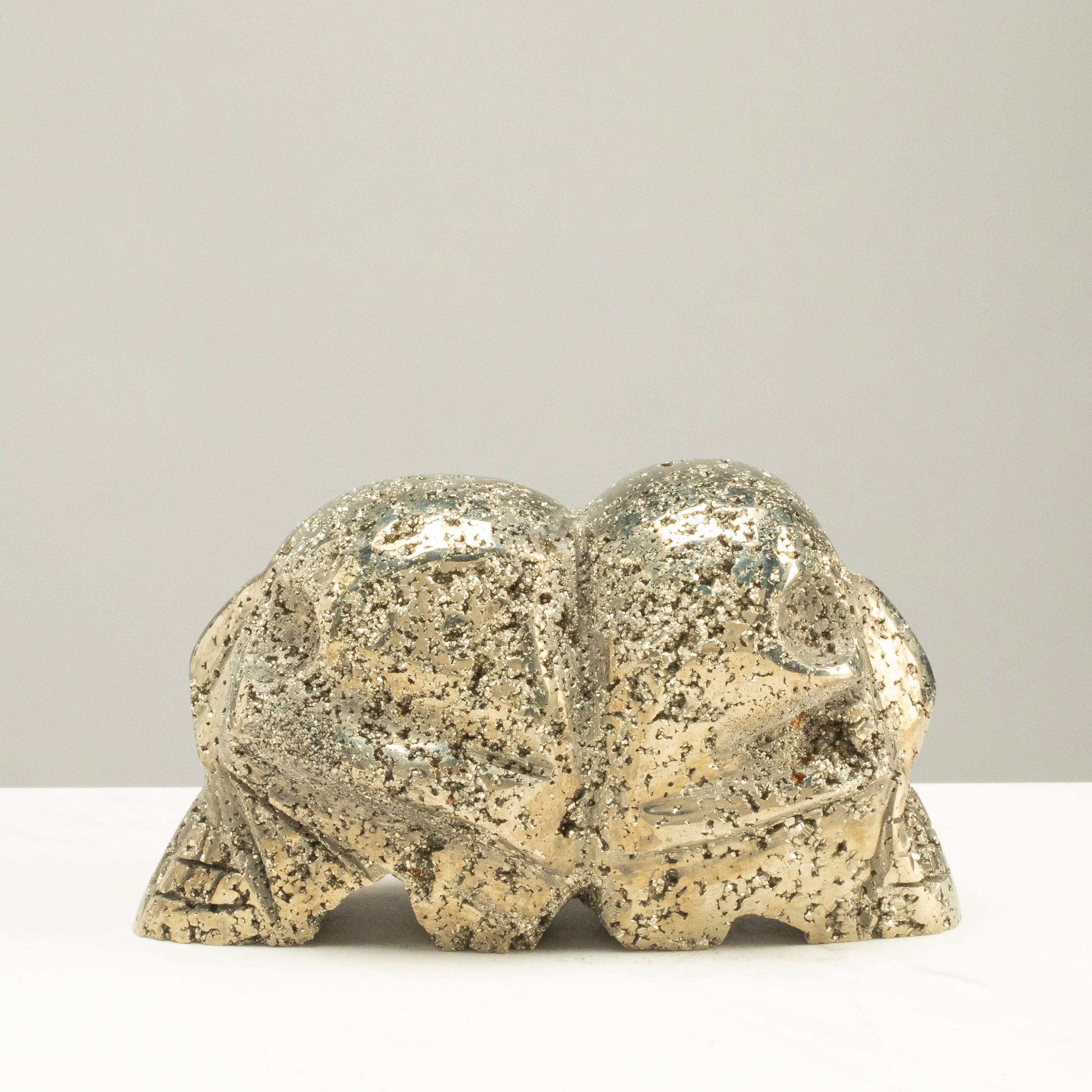 Kalifano Pyrite Peruvian Pyrite Double Skull Carving 5" / 1.8lbs PCSK1600.001