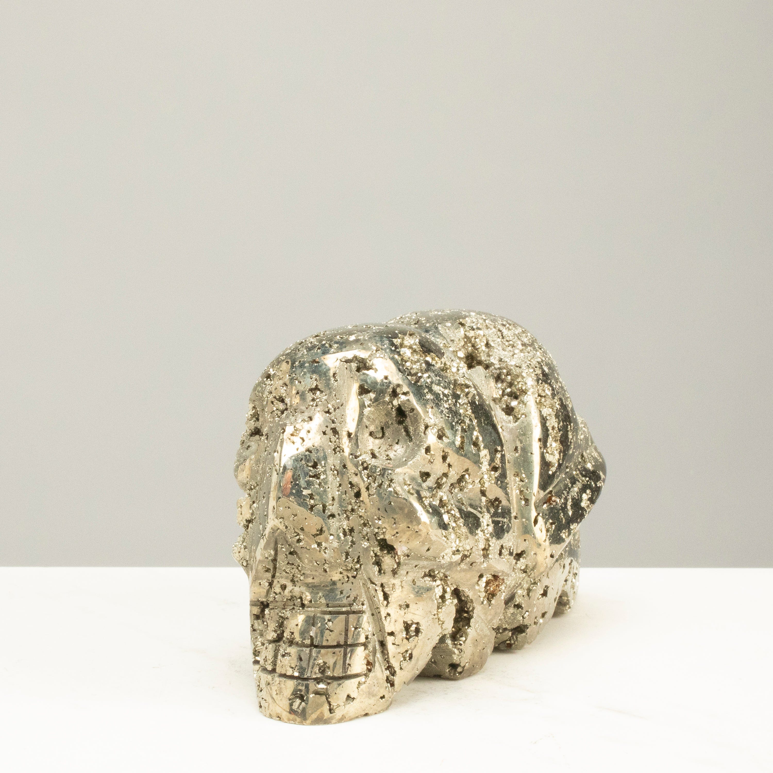 Kalifano Pyrite Peruvian Pyrite Double Skull Carving 5" / 1.8lbs PCSK1600.001