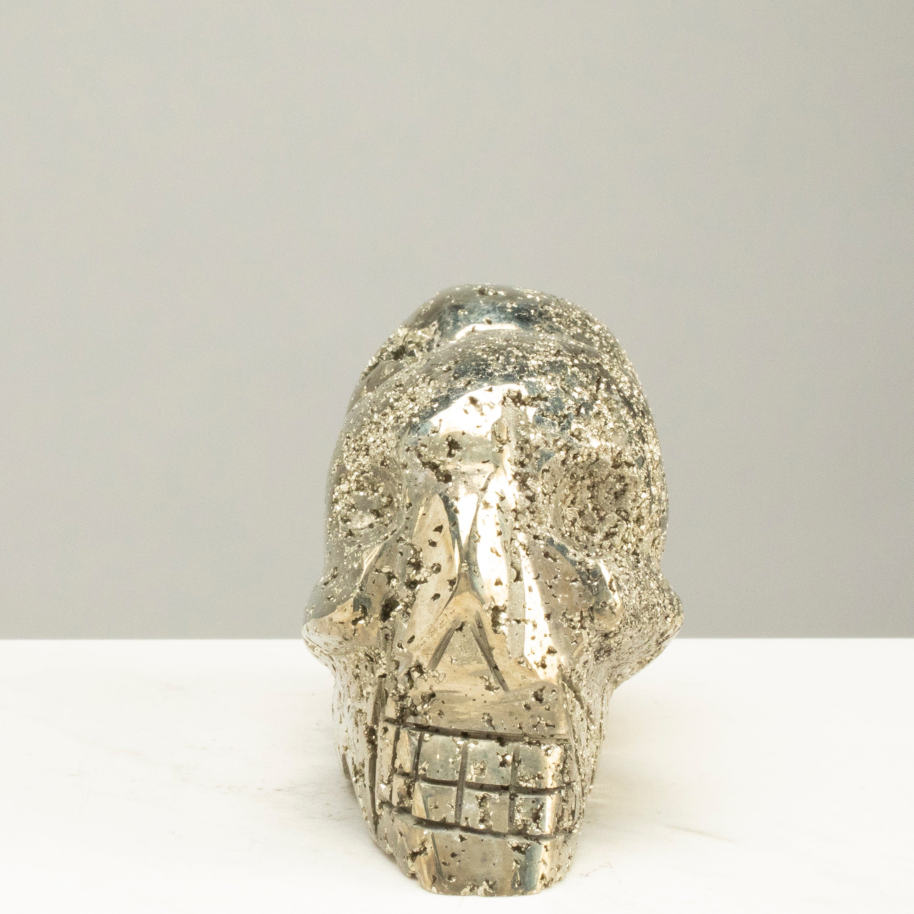 Kalifano Pyrite Peruvian Pyrite Double Skull Carving 5" / 1.8lbs PCSK1600.001