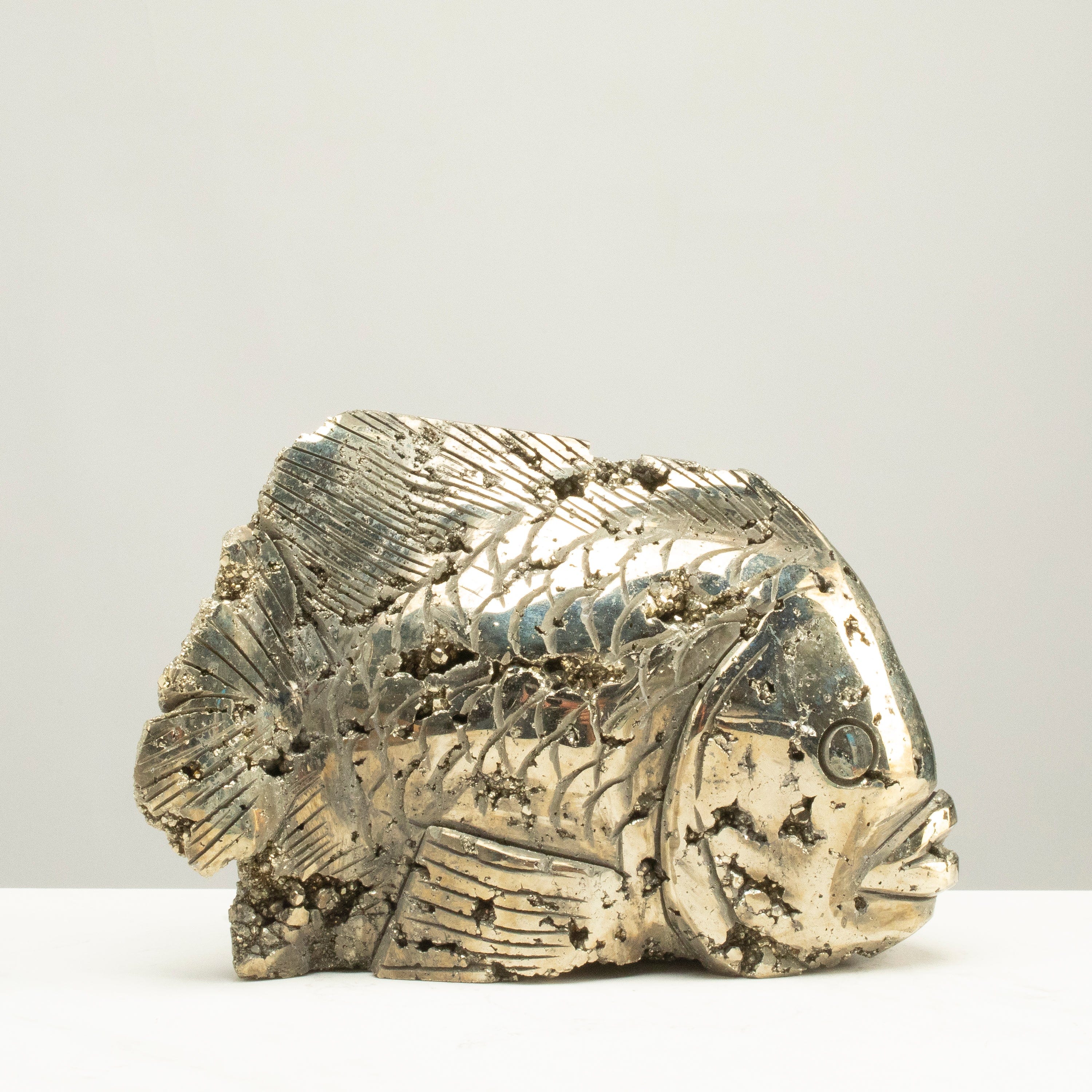 Kalifano Pyrite Peruvian Pyrite Fish Carving 7" / 5.1lbs PCFS2800.001