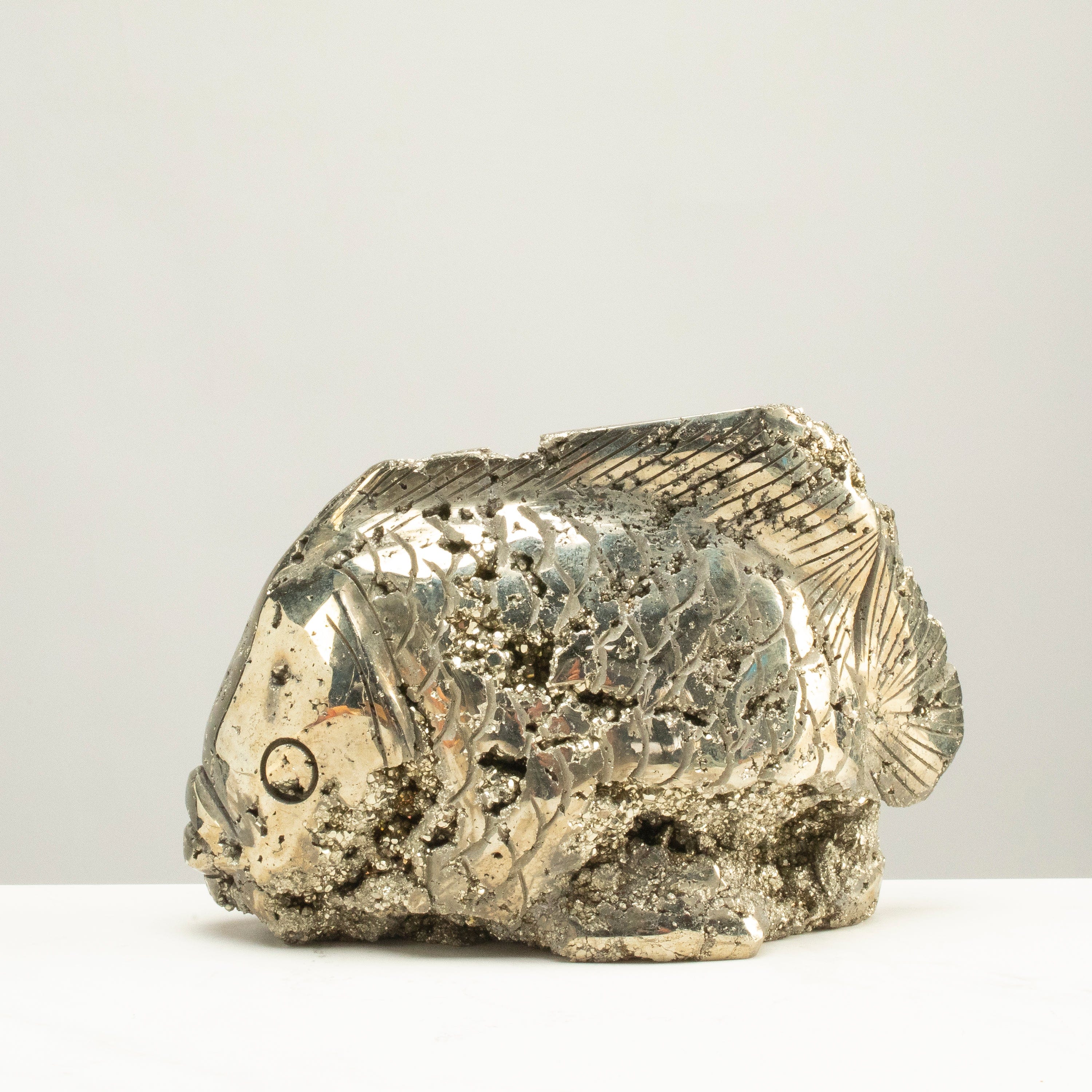 Kalifano Pyrite Peruvian Pyrite Fish Carving 7" / 5.1lbs PCFS2800.001