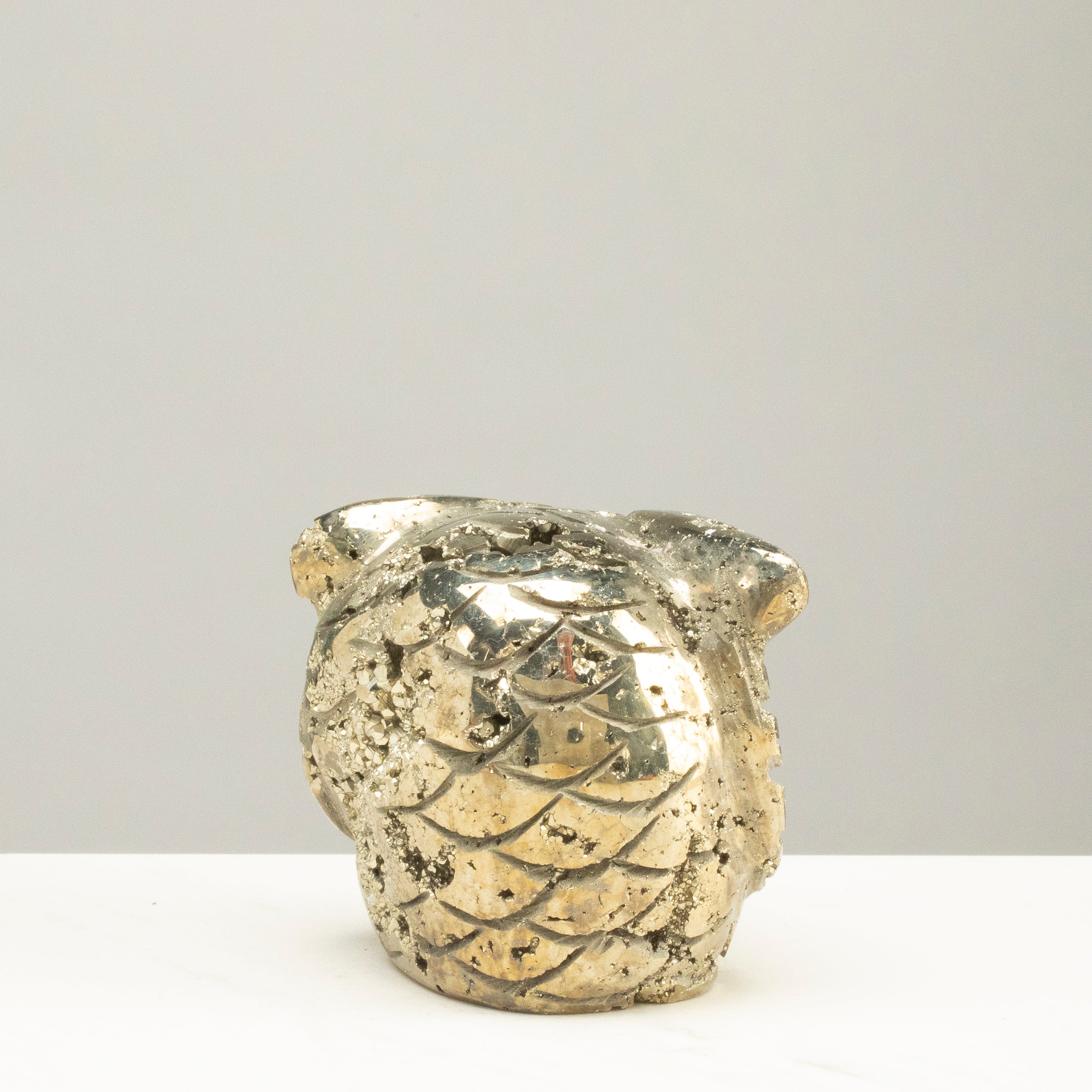 Kalifano Pyrite Peruvian Pyrite Owl Carving 2" / 1.3lbs PCOWL800.001