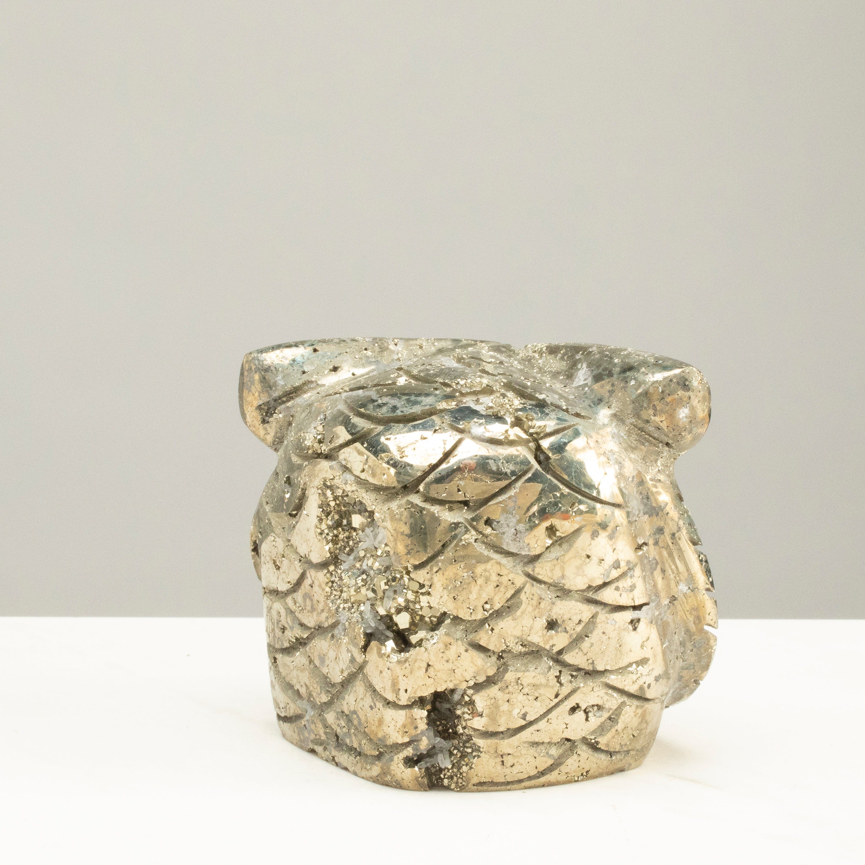 Kalifano Pyrite Peruvian Pyrite Owl Carving 3" / 1.9lbs PCOWL1200.001