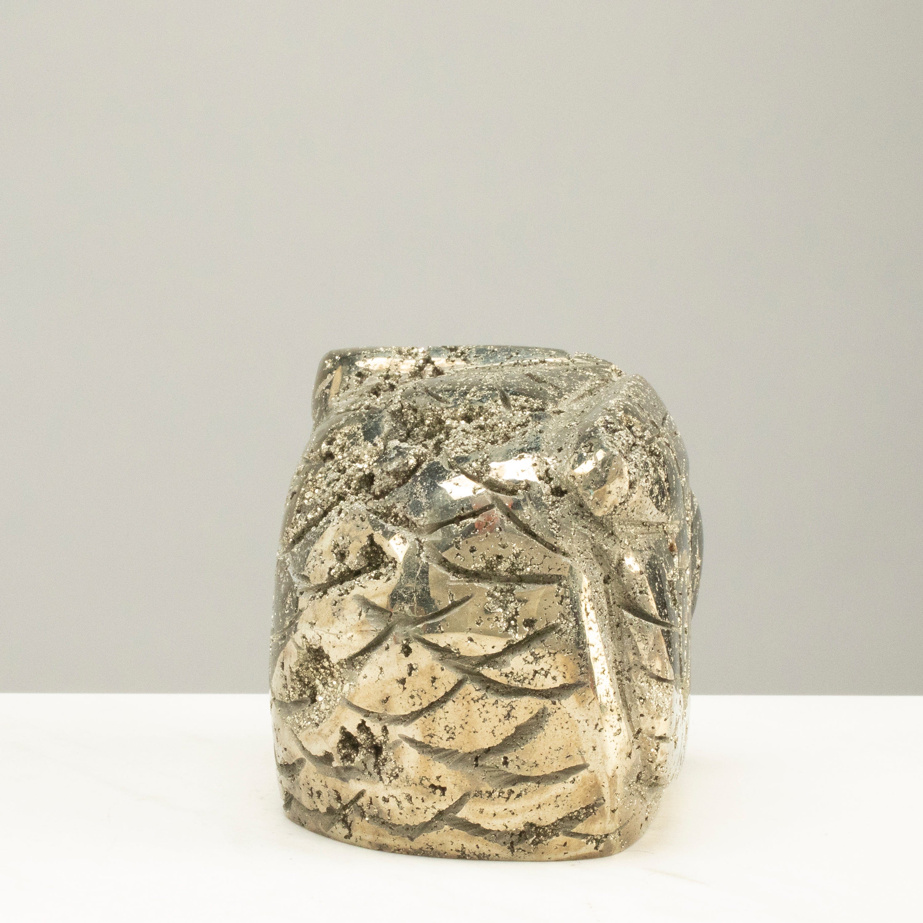 Kalifano Pyrite Peruvian Pyrite Owl Carving 3" / 2.1lbs PCOWL1400.001