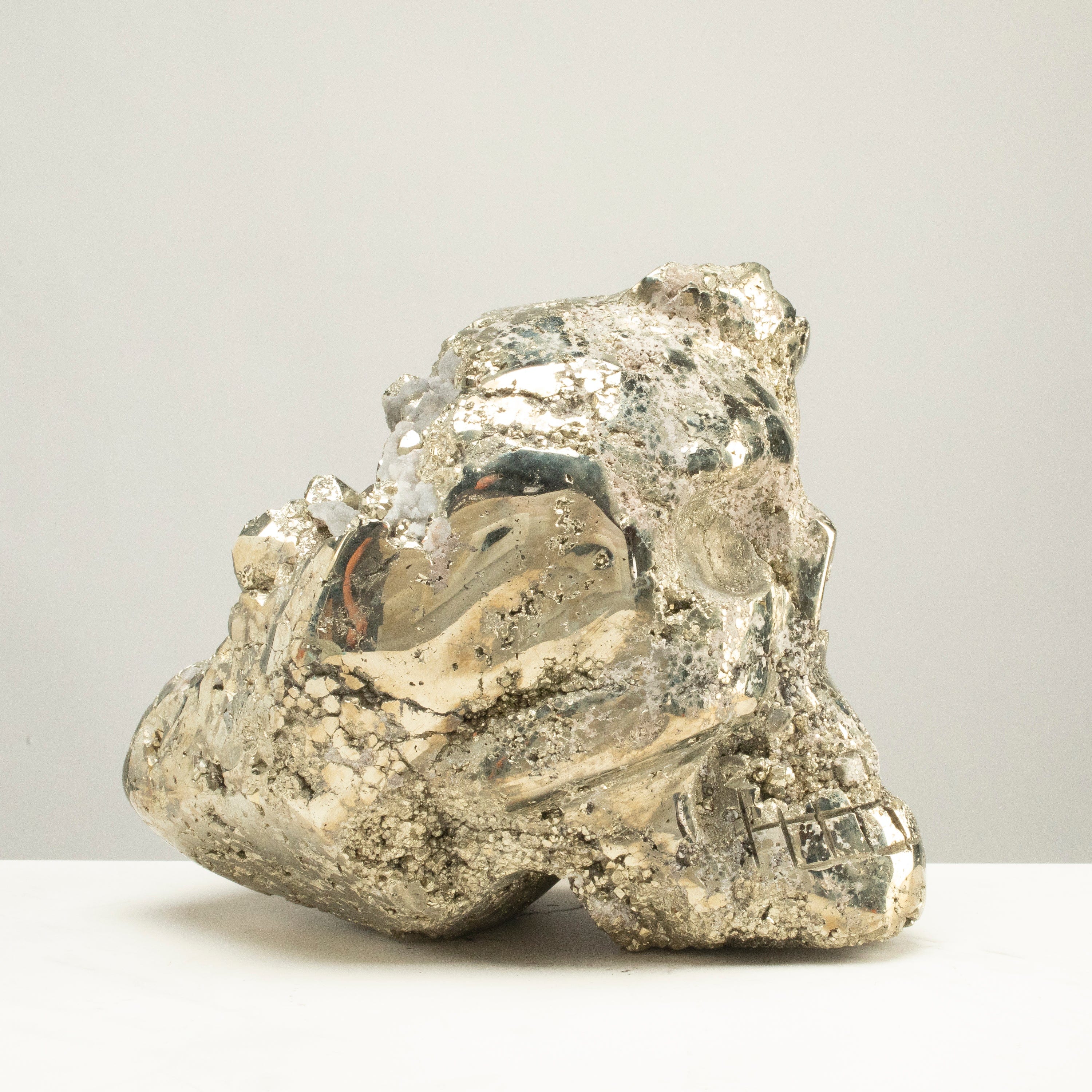 Kalifano Pyrite Peruvian Pyrite Skull Carving 10" / 17.8lbs PCSK9600.001