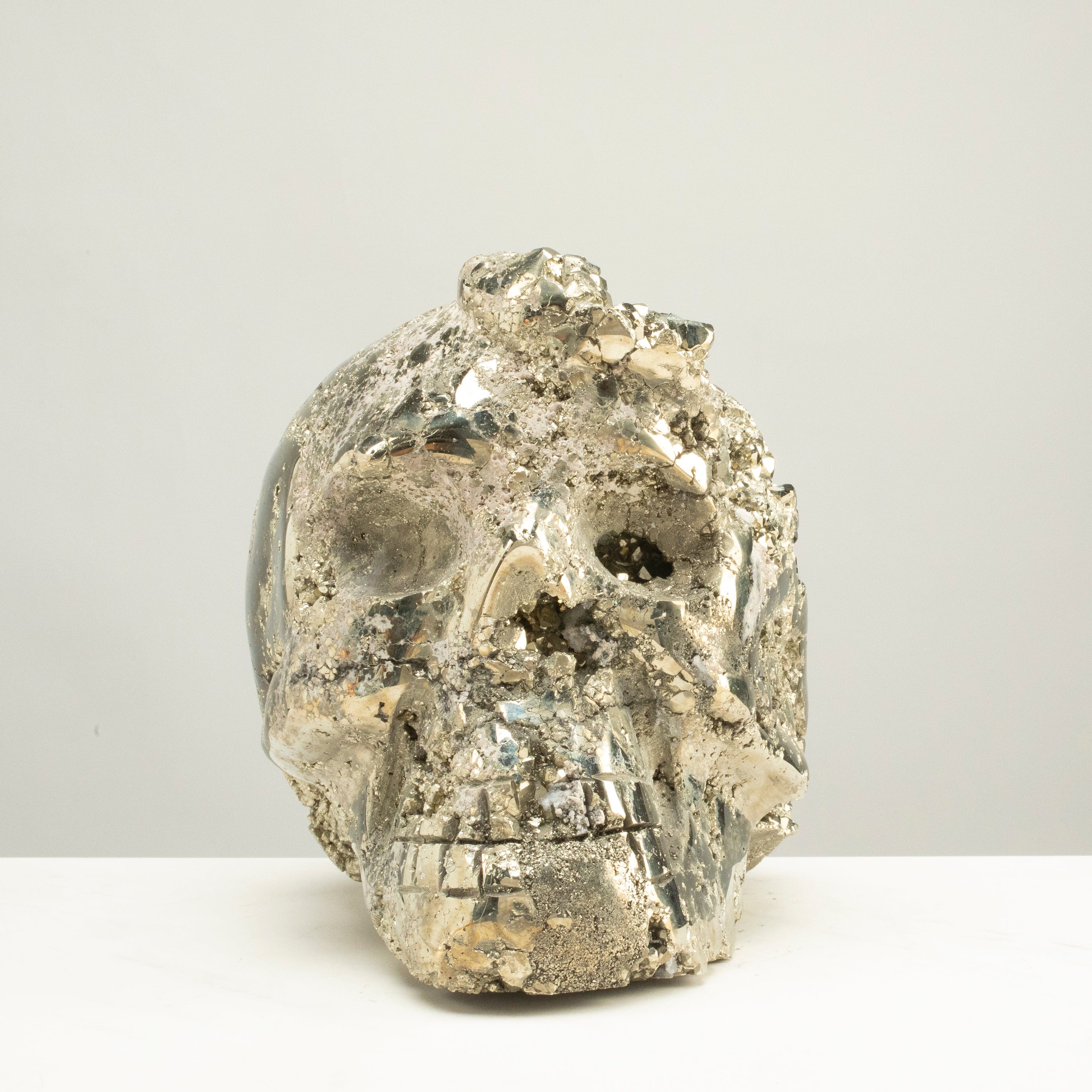Kalifano Pyrite Peruvian Pyrite Skull Carving 10" / 17.8lbs PCSK9600.001