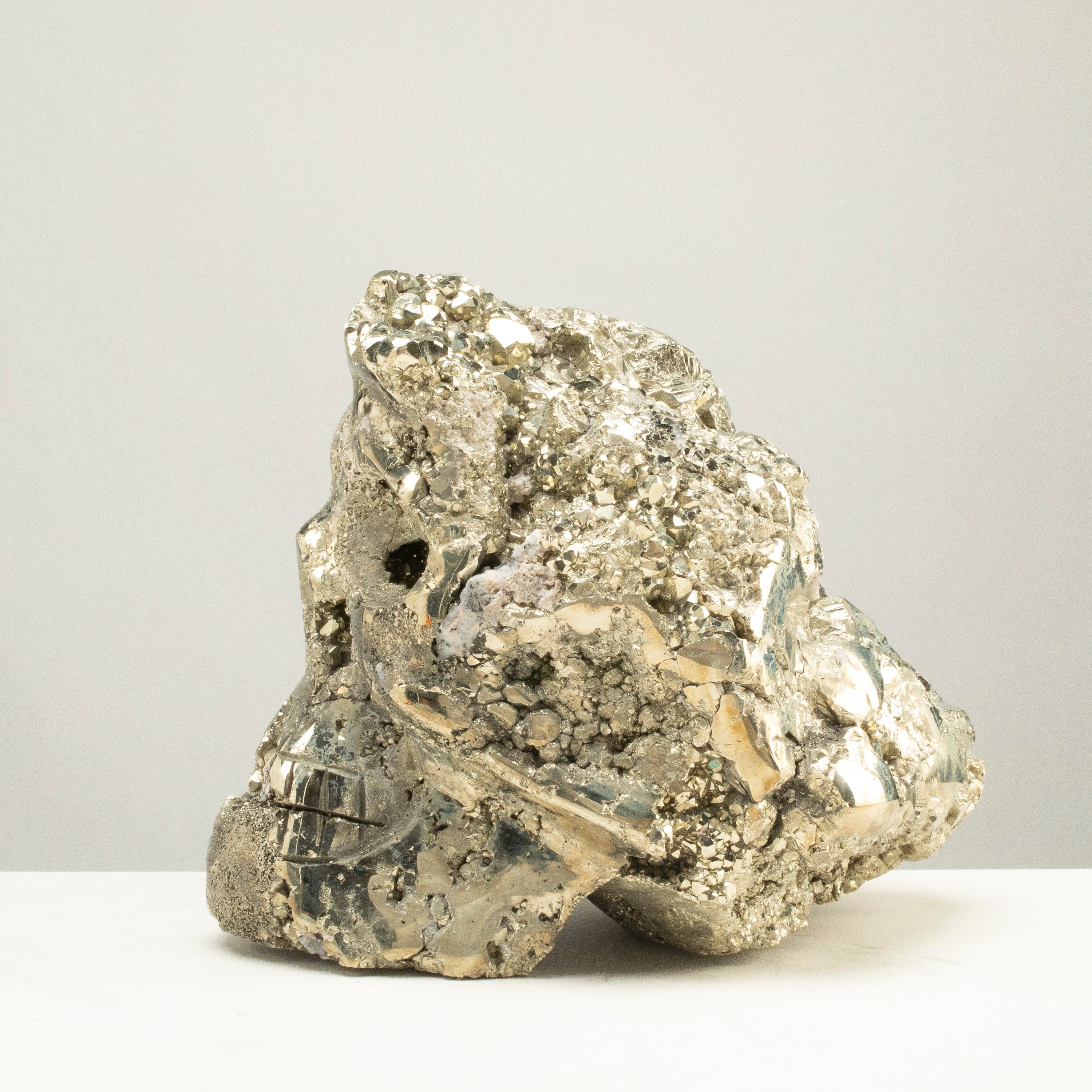 Kalifano Pyrite Peruvian Pyrite Skull Carving 10" / 17.8lbs PCSK9600.001