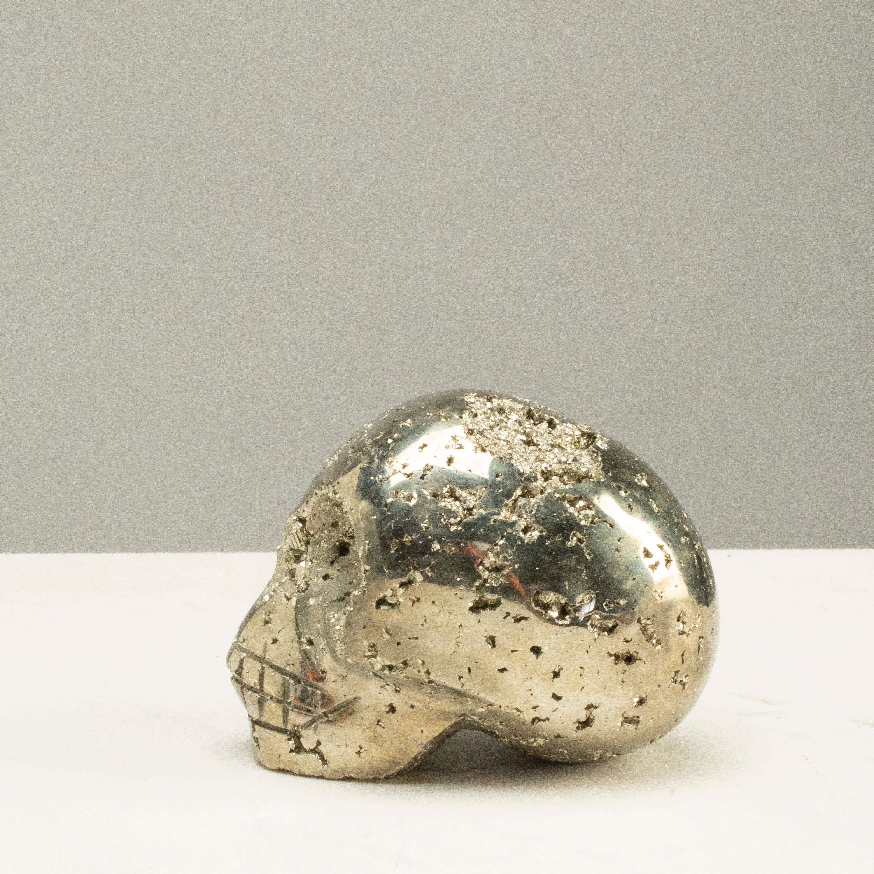 Kalifano Pyrite Peruvian Pyrite Skull Carving 3" / 0.8lbs PCSK500.001