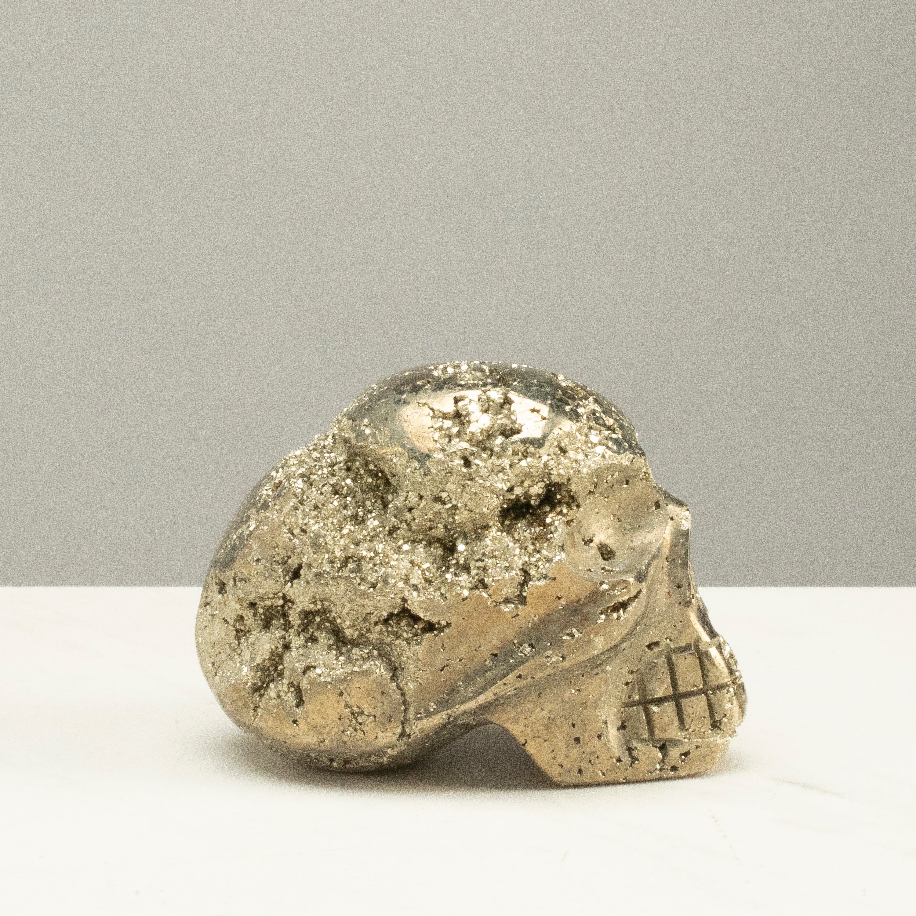 Kalifano Pyrite Peruvian Pyrite Skull Carving 3" / 0.8lbs PCSK600.001
