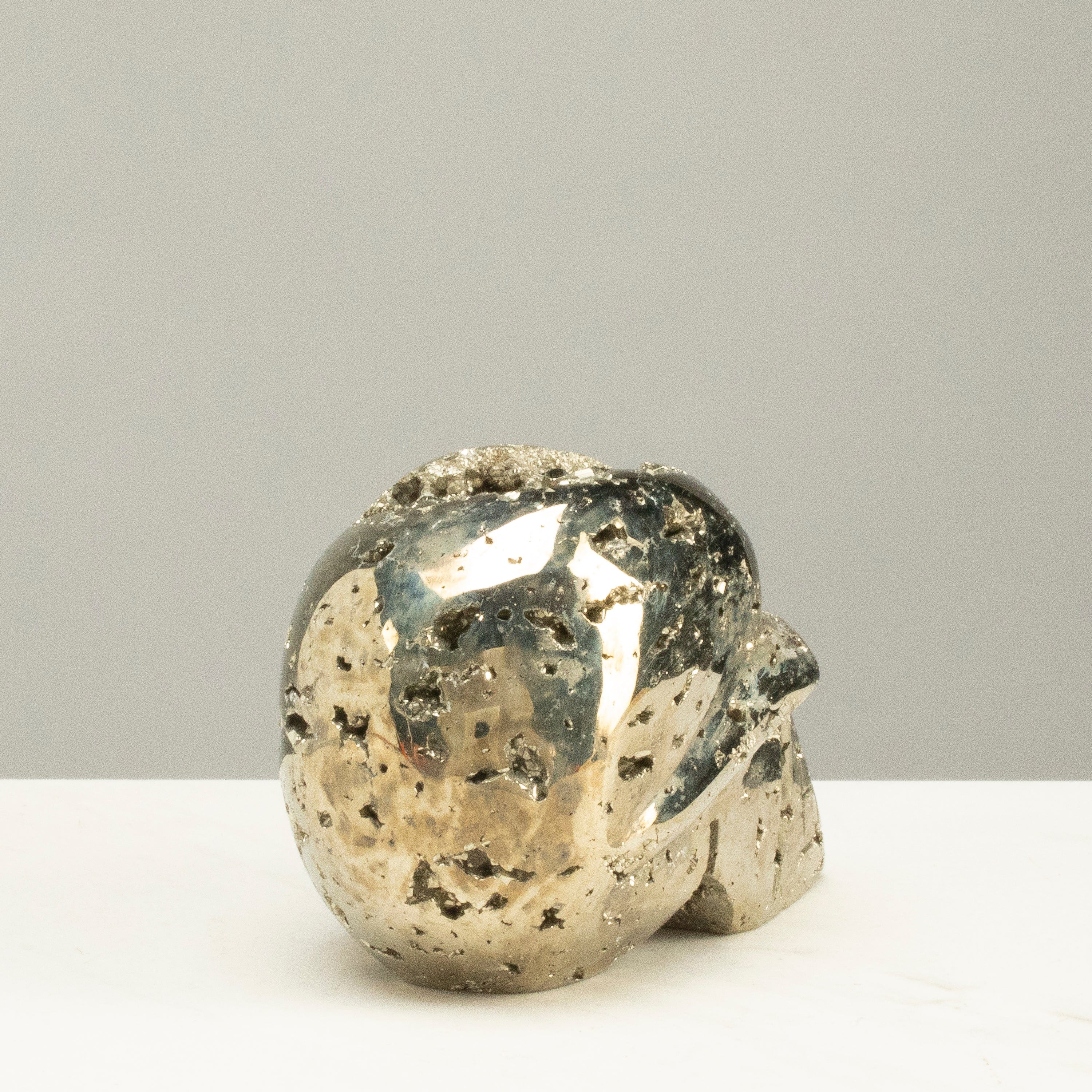 Kalifano Pyrite Peruvian Pyrite Skull Carving 4" / 1.2lbs PCSK900.001