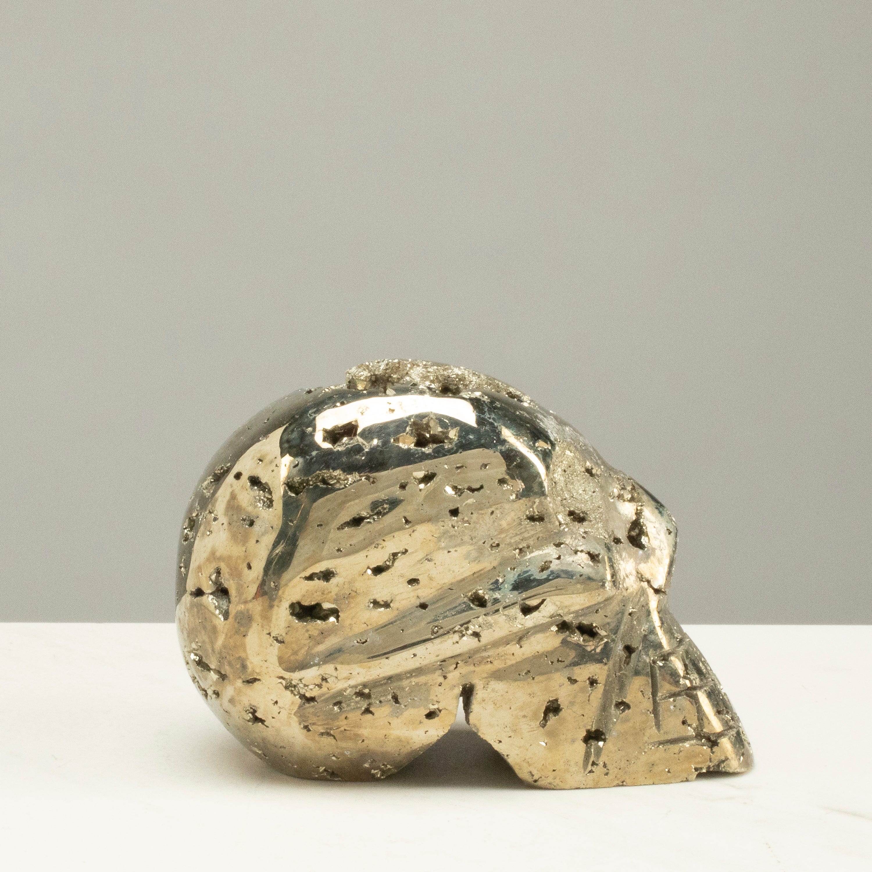 Kalifano Pyrite Peruvian Pyrite Skull Carving 4" / 1.2lbs PCSK900.001
