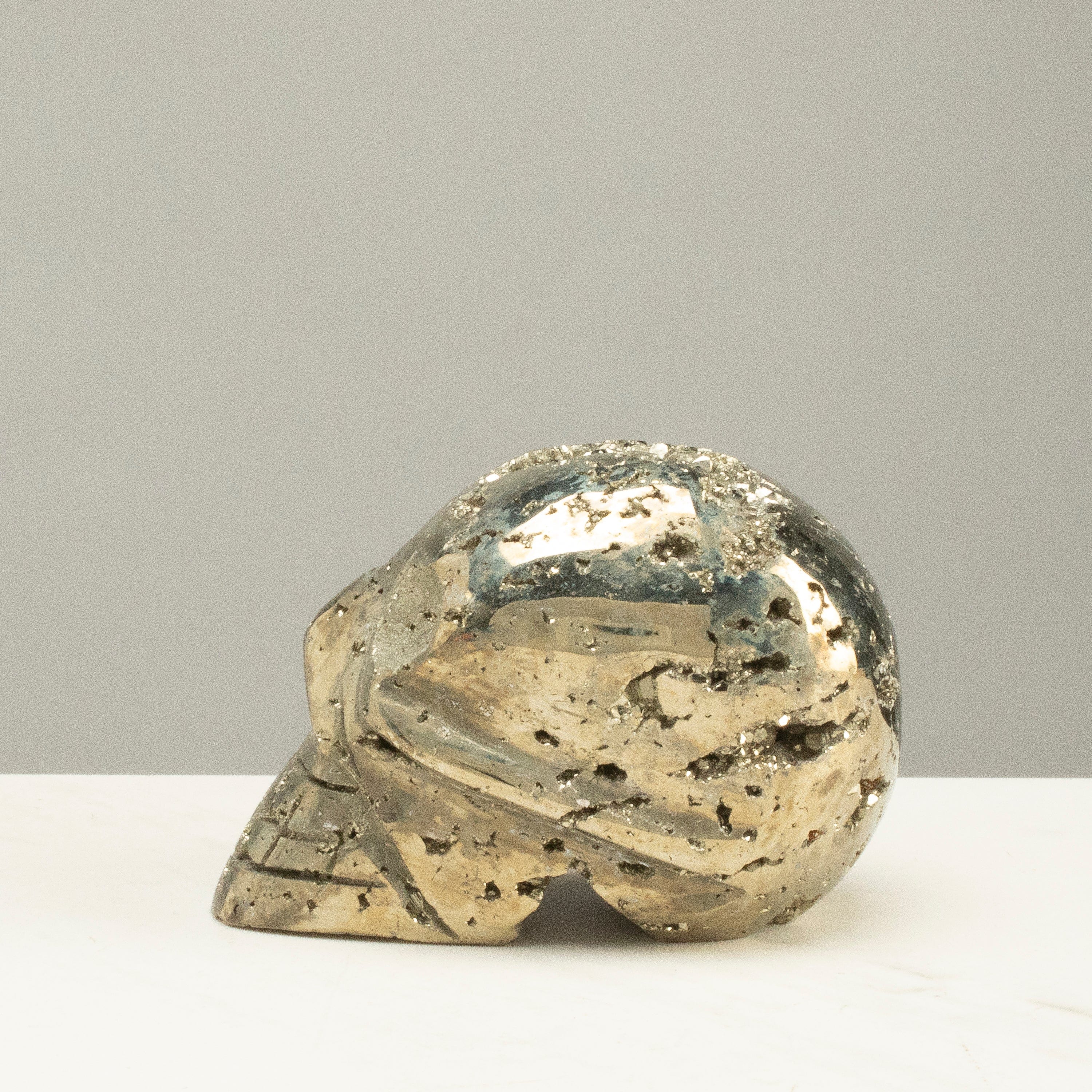 Kalifano Pyrite Peruvian Pyrite Skull Carving 4" / 1.2lbs PCSK900.001