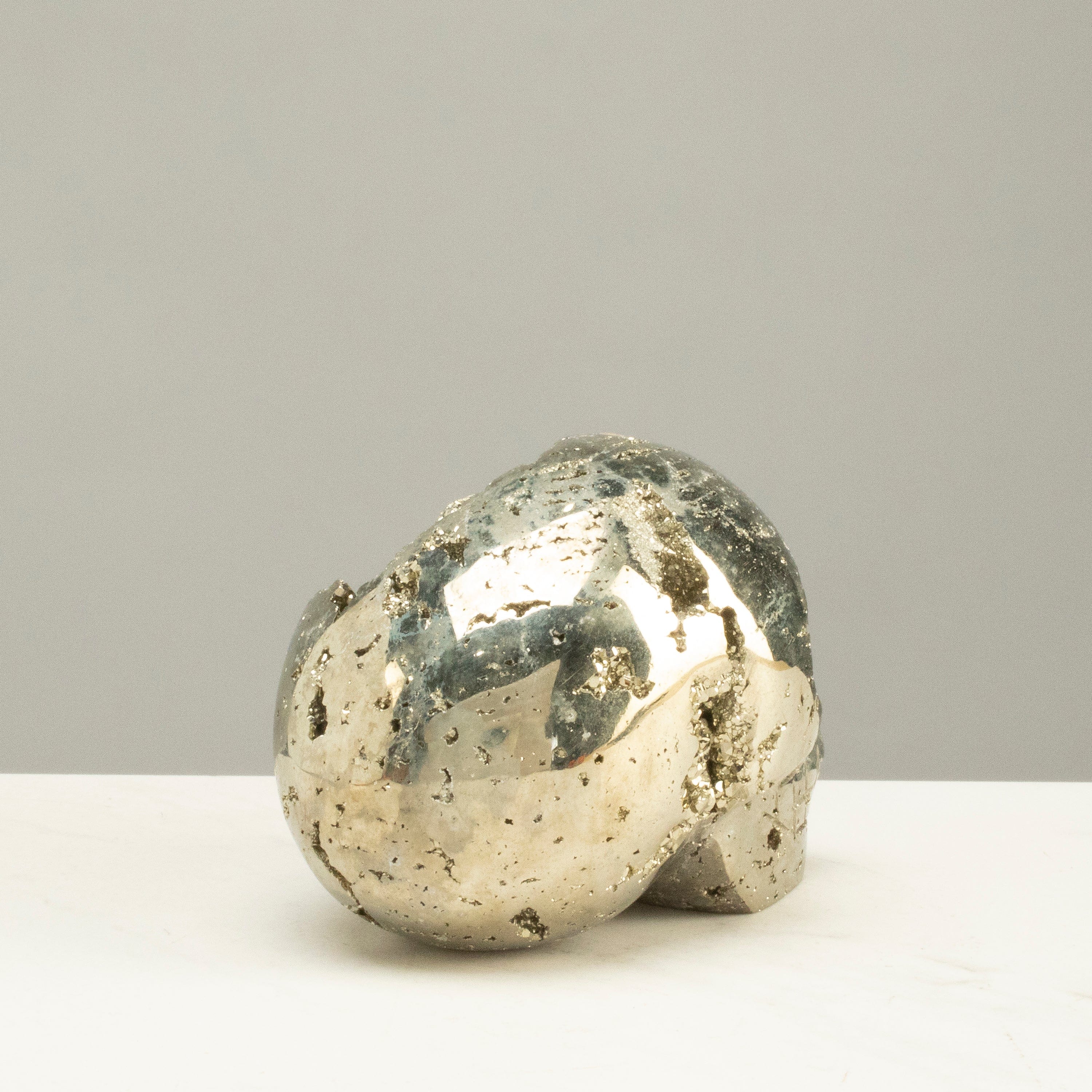 Kalifano Pyrite Peruvian Pyrite Skull Carving 4" / 1.3lbs PCSK1000.001