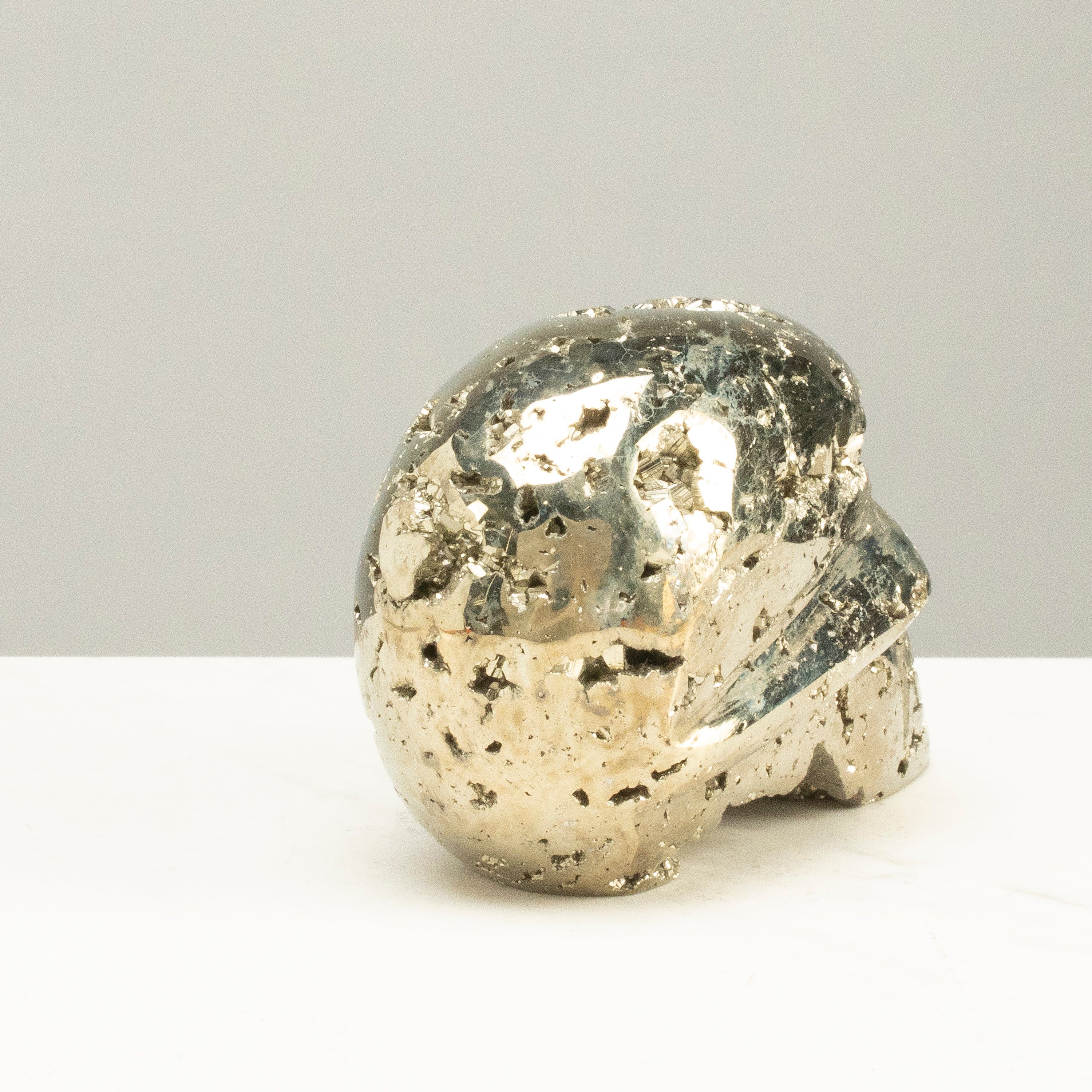 Kalifano Pyrite Peruvian Pyrite Skull Carving 4" / 1.4lbs PCSK1000.002