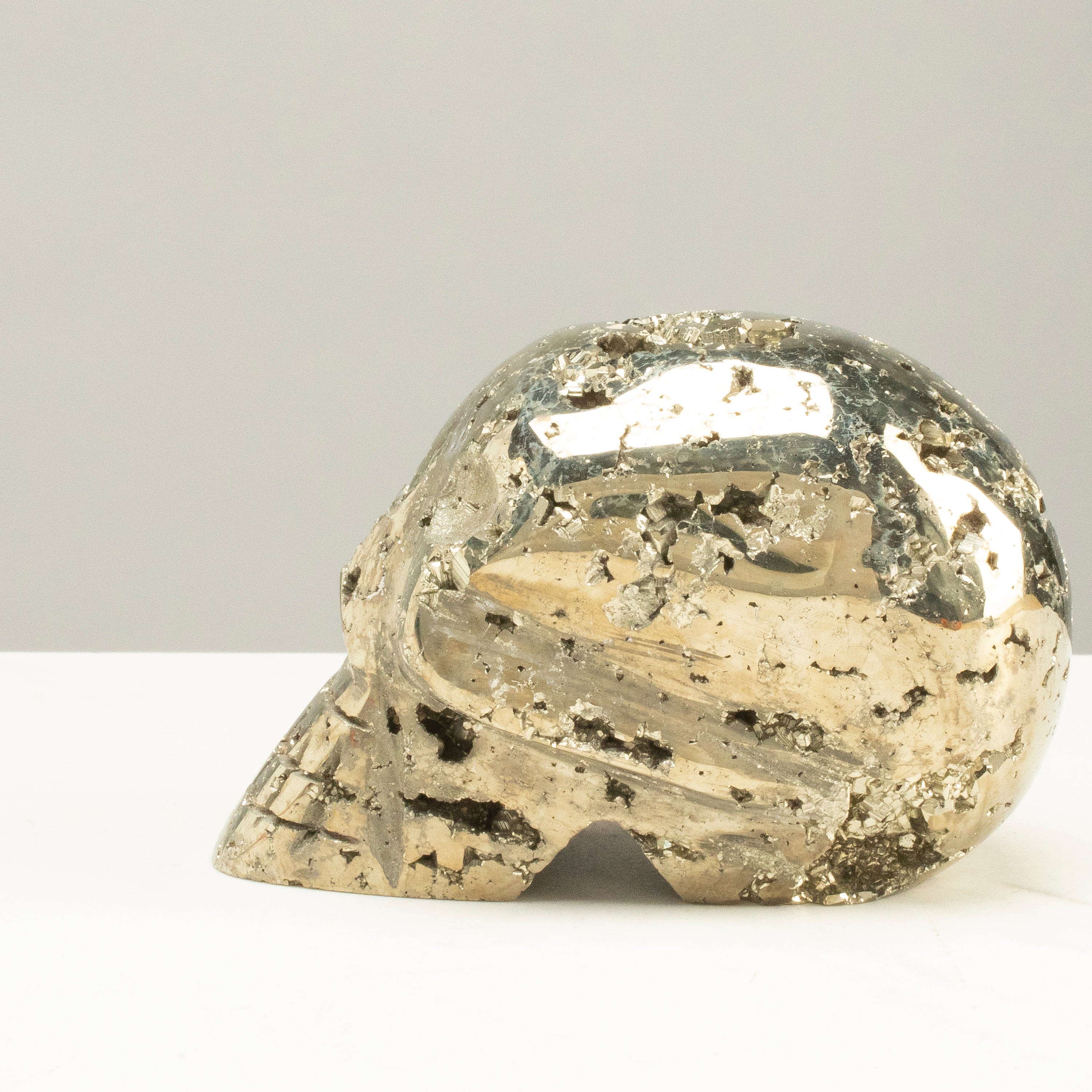 Kalifano Pyrite Peruvian Pyrite Skull Carving 4" / 1.4lbs PCSK1000.002
