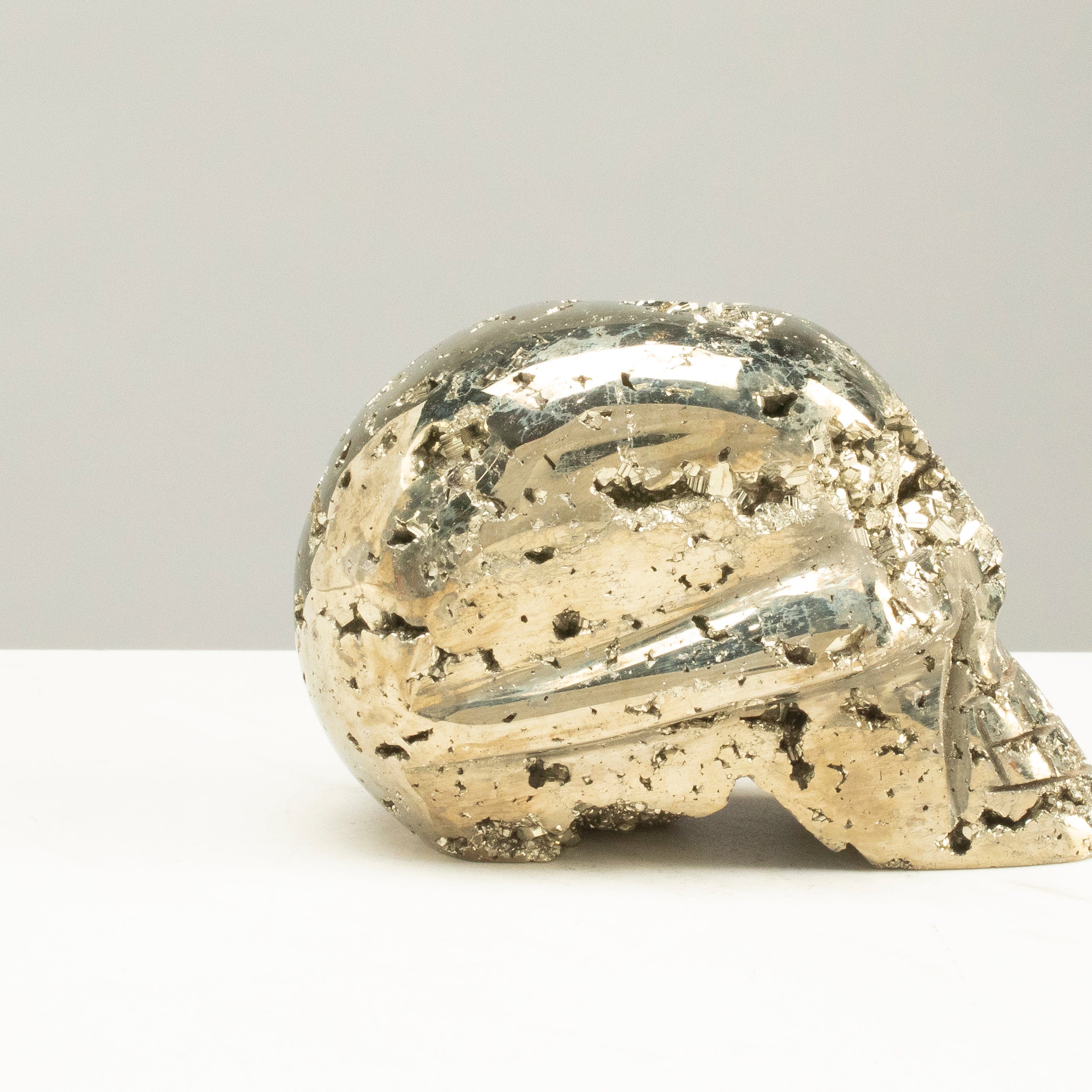 Kalifano Pyrite Peruvian Pyrite Skull Carving 4" / 1.4lbs PCSK1000.002