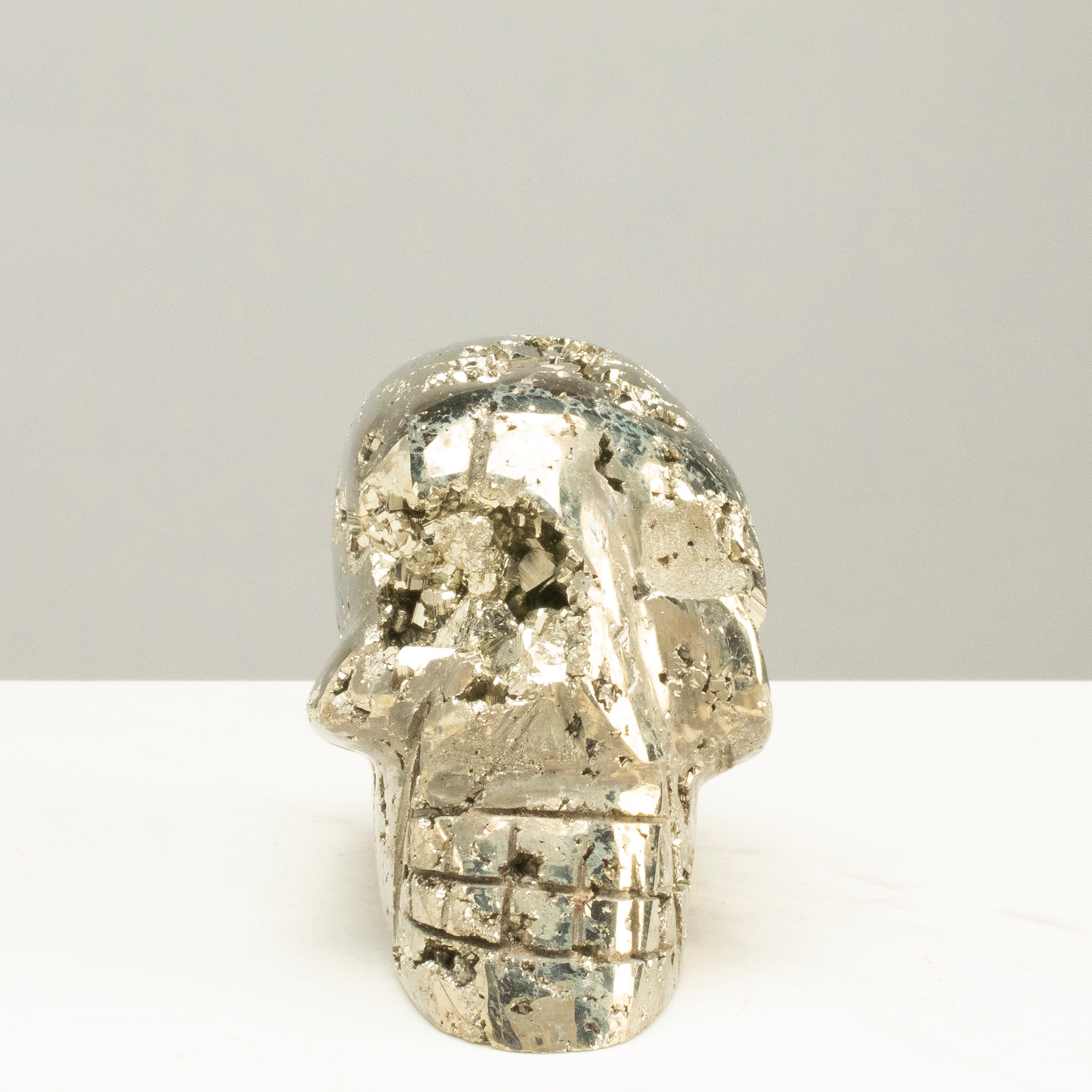 Kalifano Pyrite Peruvian Pyrite Skull Carving 4" / 1.4lbs PCSK1000.002