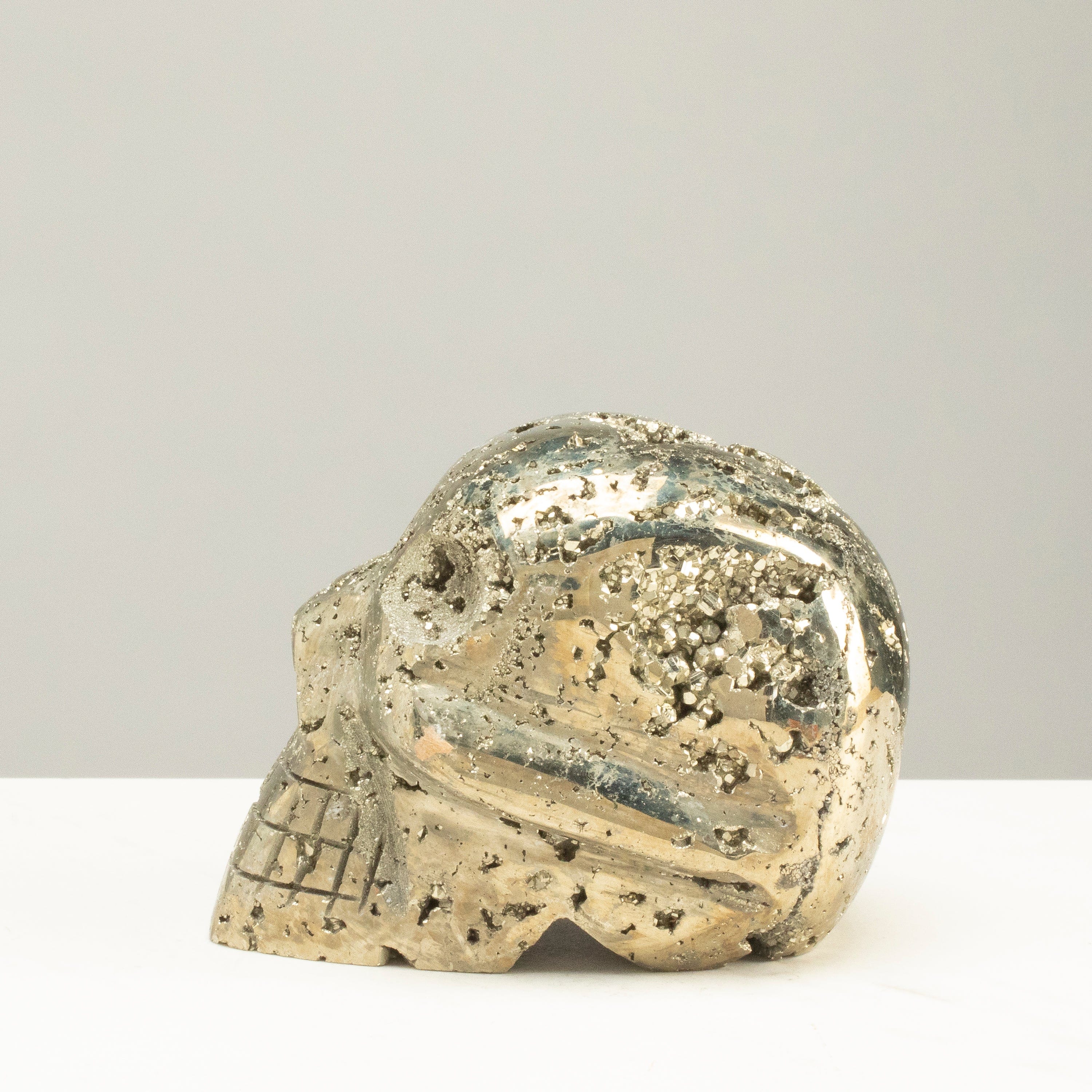 Kalifano Pyrite Peruvian Pyrite Skull Carving 4" / 1.5lbs PCSK1100.001