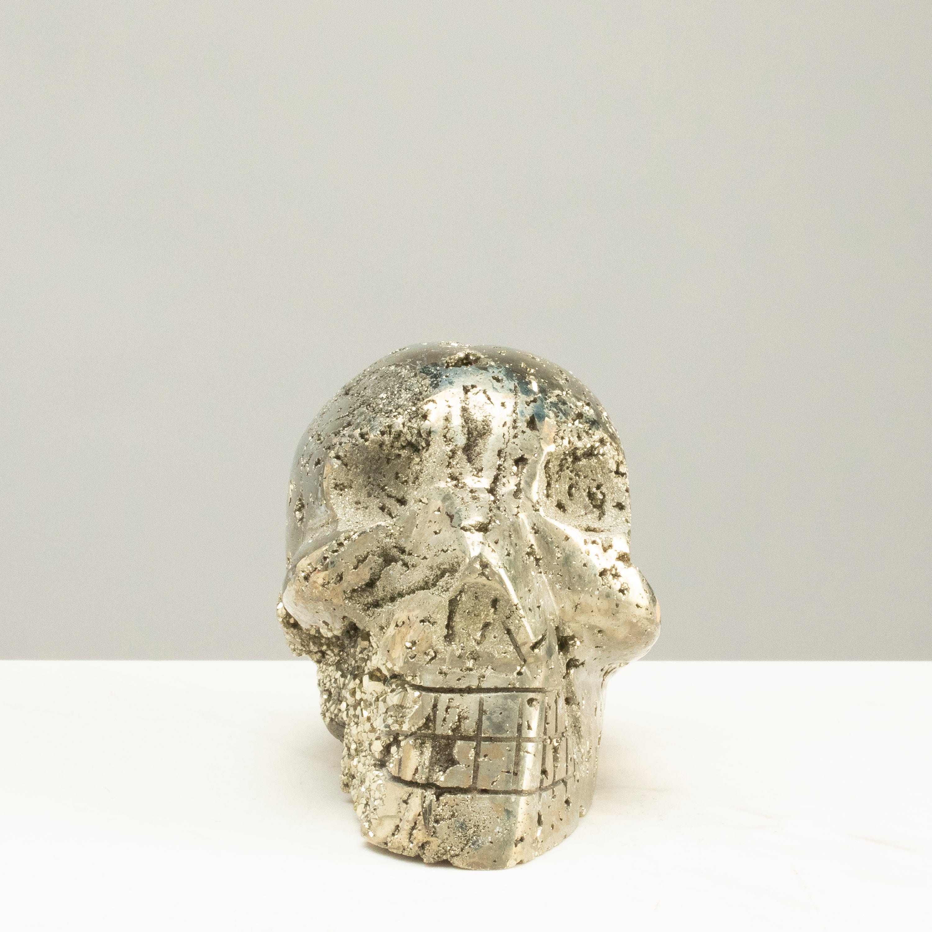 Kalifano Pyrite Peruvian Pyrite Skull Carving 4" / 1.5lbs PCSK1100.001