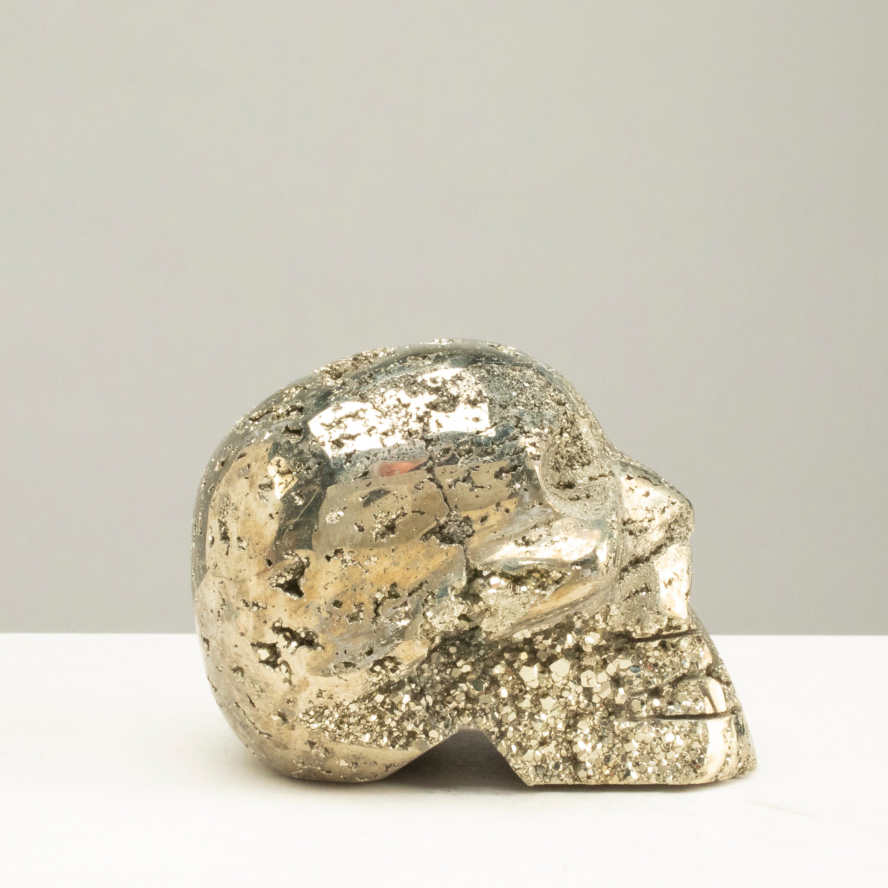 Kalifano Pyrite Peruvian Pyrite Skull Carving 4" / 1.5lbs PCSK1100.001