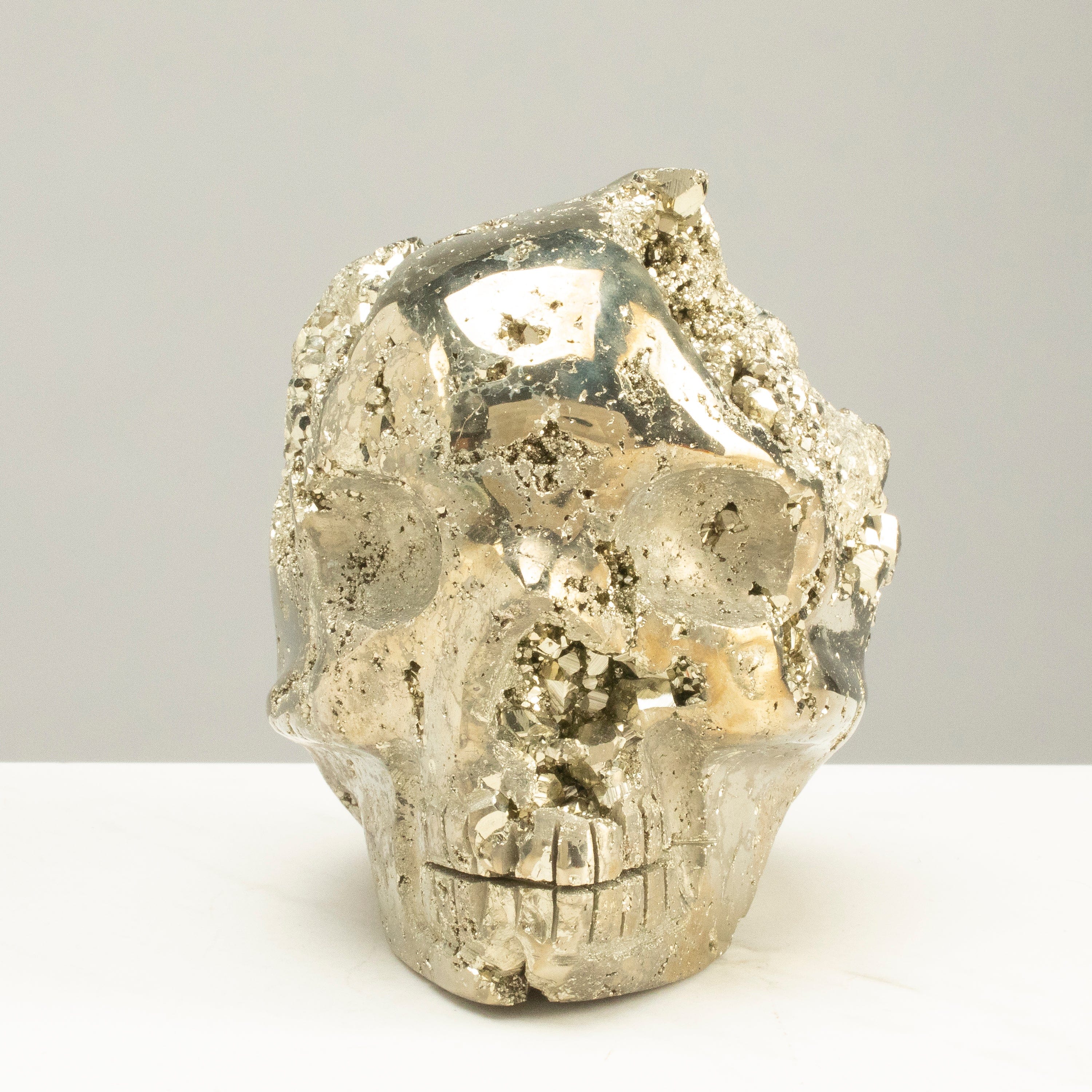 Kalifano Pyrite Peruvian Pyrite Skull Carving 4" / 3.7lbs PCSK2000.001