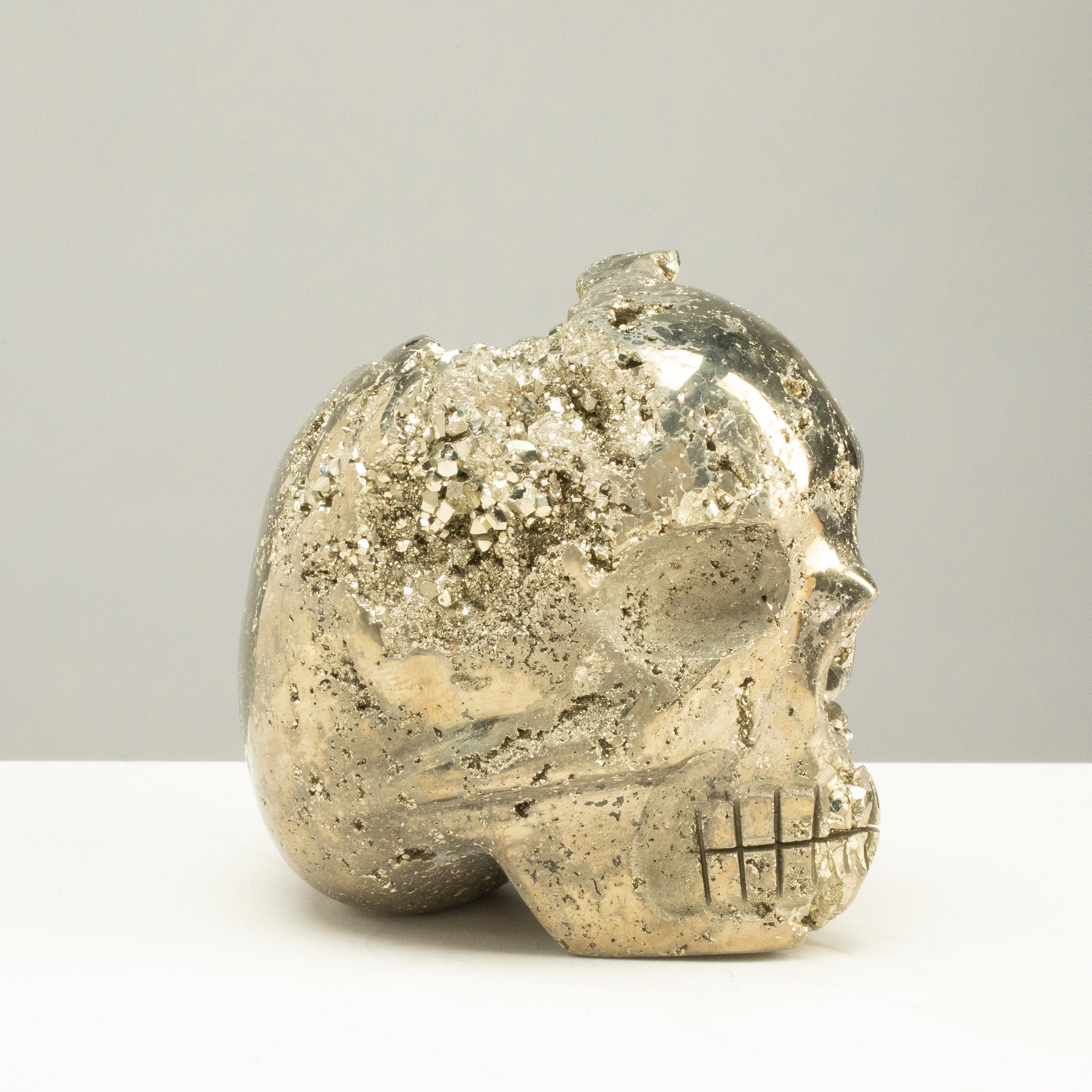 Kalifano Pyrite Peruvian Pyrite Skull Carving 4" / 3.7lbs PCSK2000.001