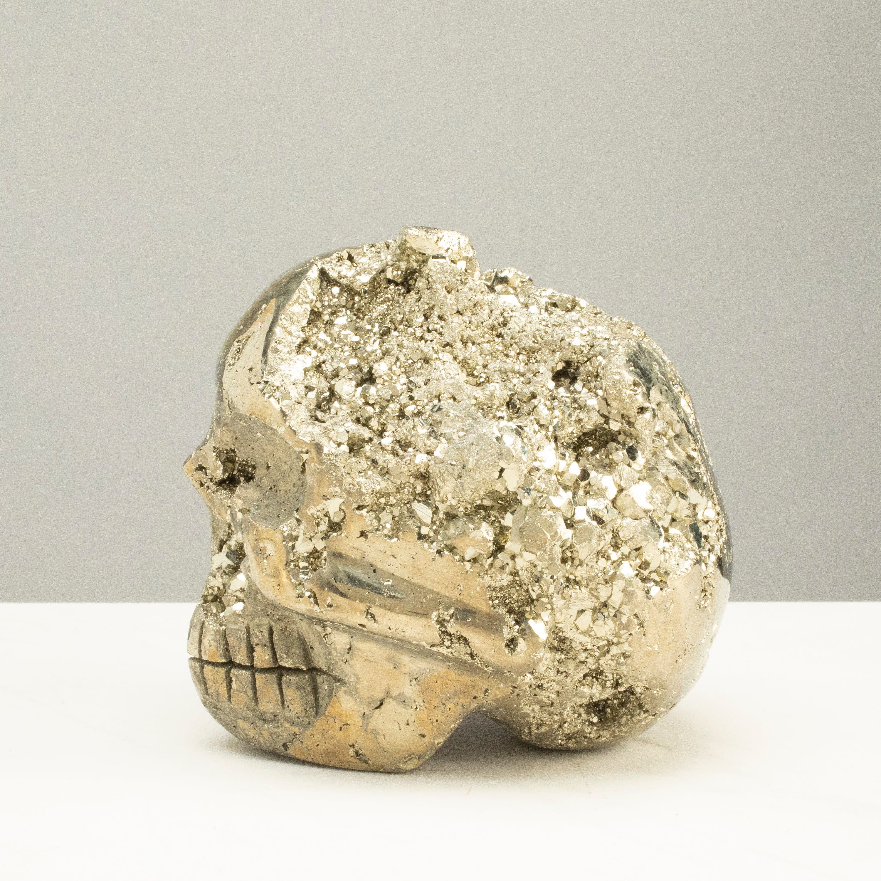 Kalifano Pyrite Peruvian Pyrite Skull Carving 4" / 3.7lbs PCSK2000.001