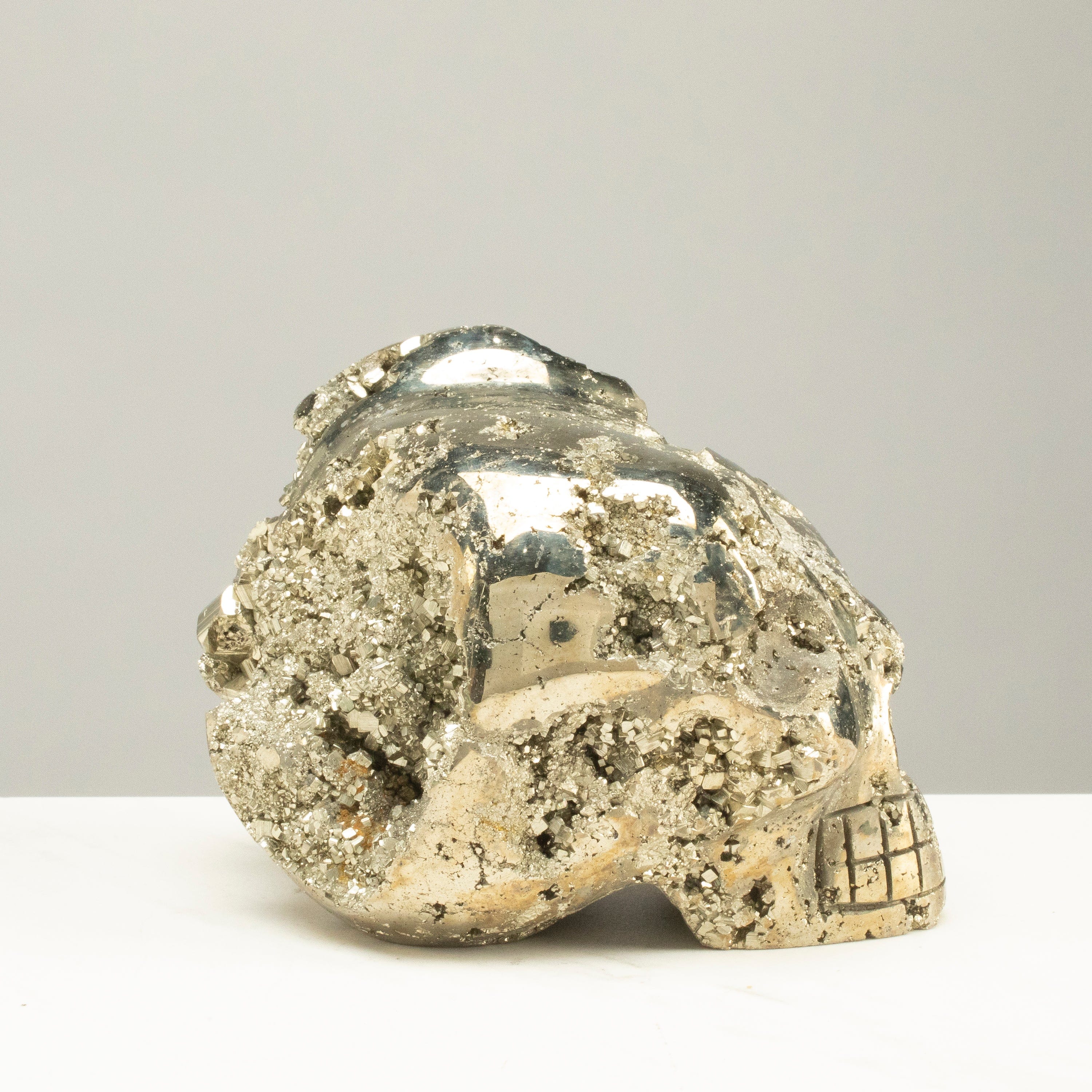 Kalifano Pyrite Peruvian Pyrite Skull Carving 5" / 2.6lbs PCSK1800.001
