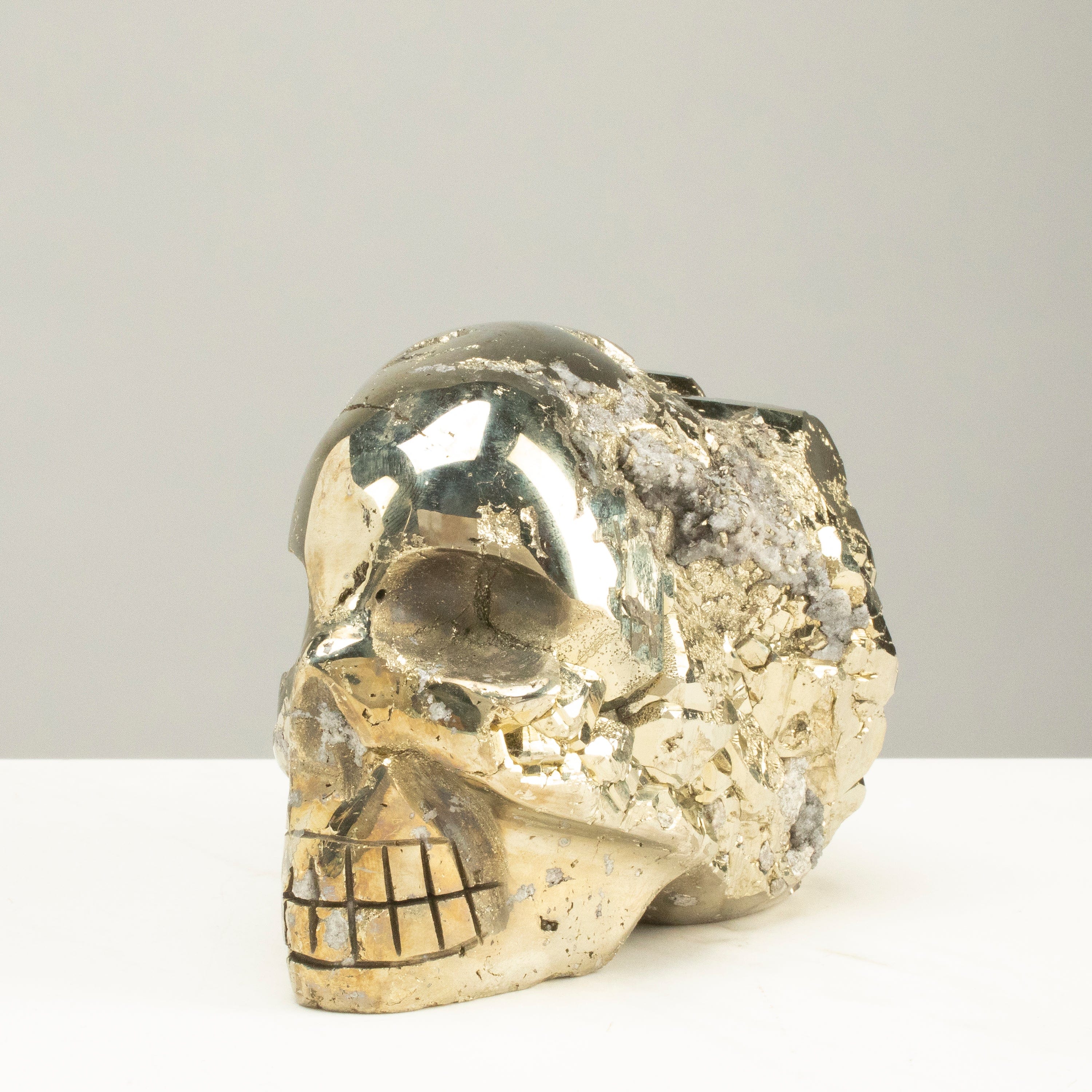 Kalifano Pyrite Peruvian Pyrite Skull Carving 5" / 2.9lbs PCSK1600.002