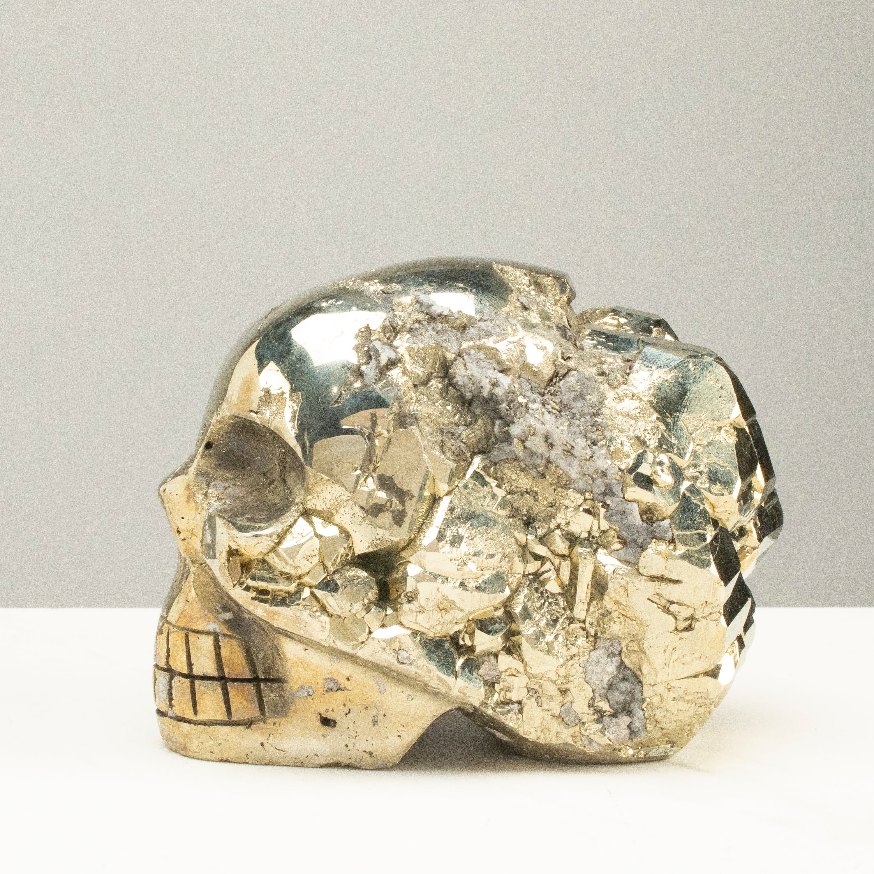 Kalifano Pyrite Peruvian Pyrite Skull Carving 5" / 2.9lbs PCSK1600.002