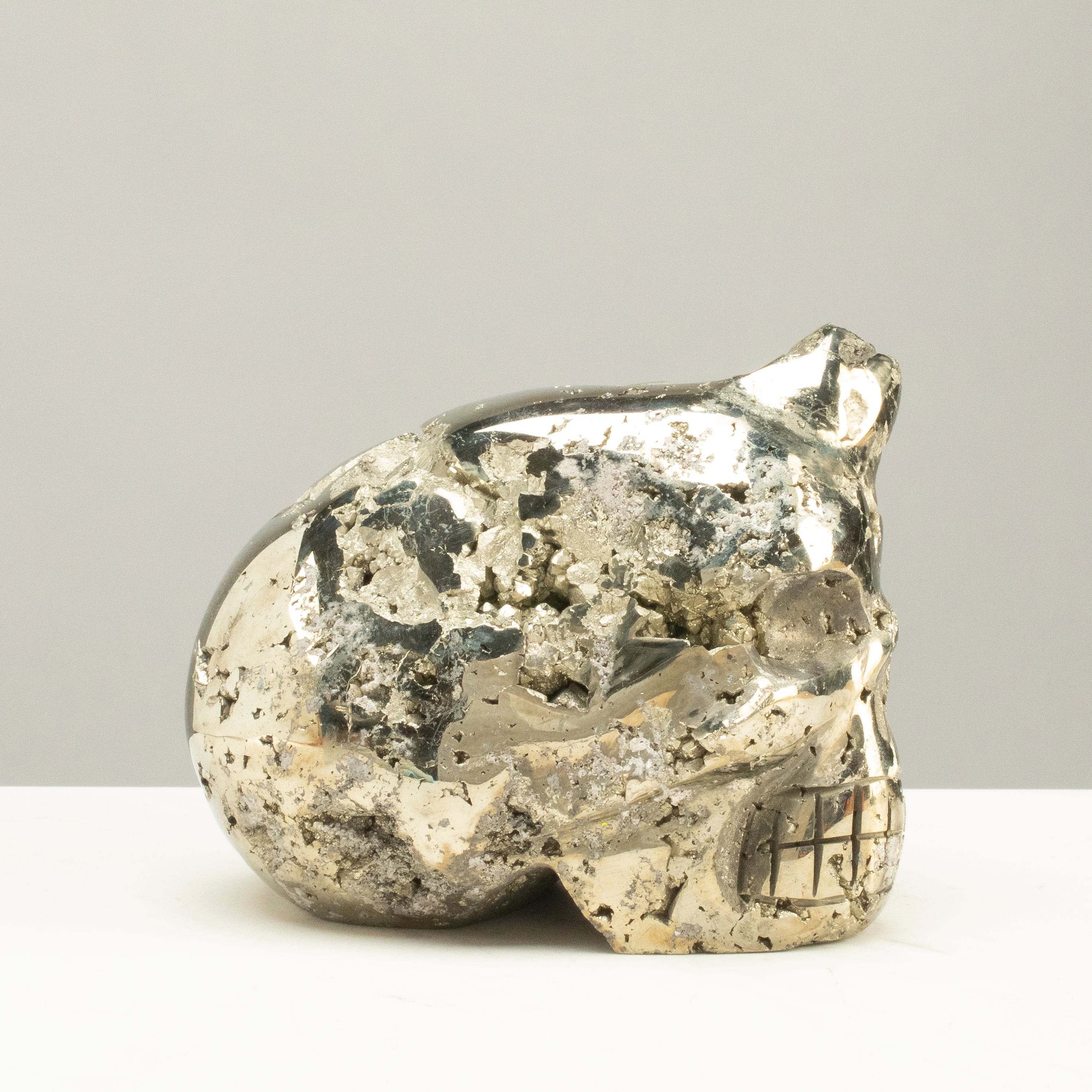 Kalifano Pyrite Peruvian Pyrite Skull Carving 5" / 3.6lbs PCSK2000.002