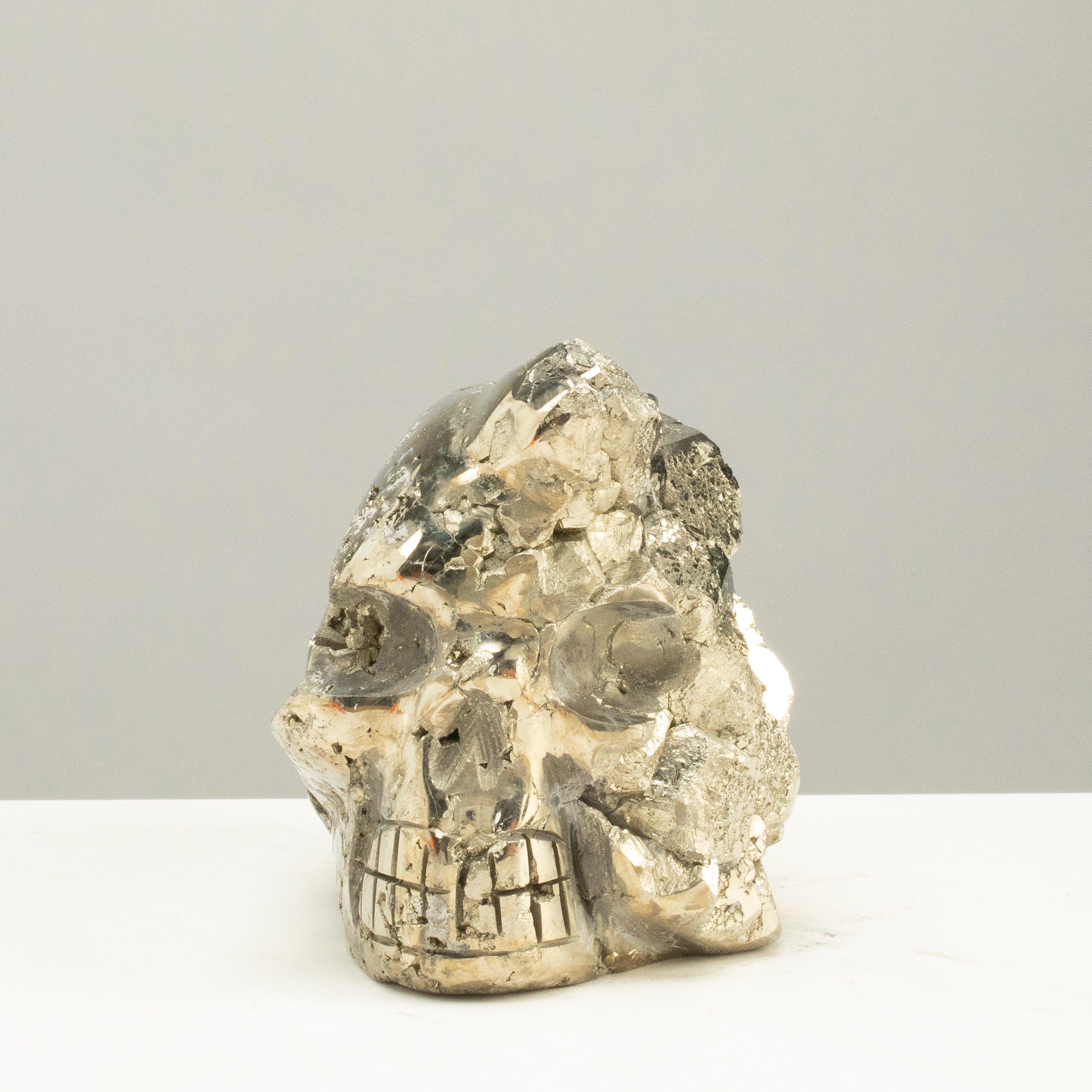 Kalifano Pyrite Peruvian Pyrite Skull Carving 5" / 3.6lbs PCSK2000.002