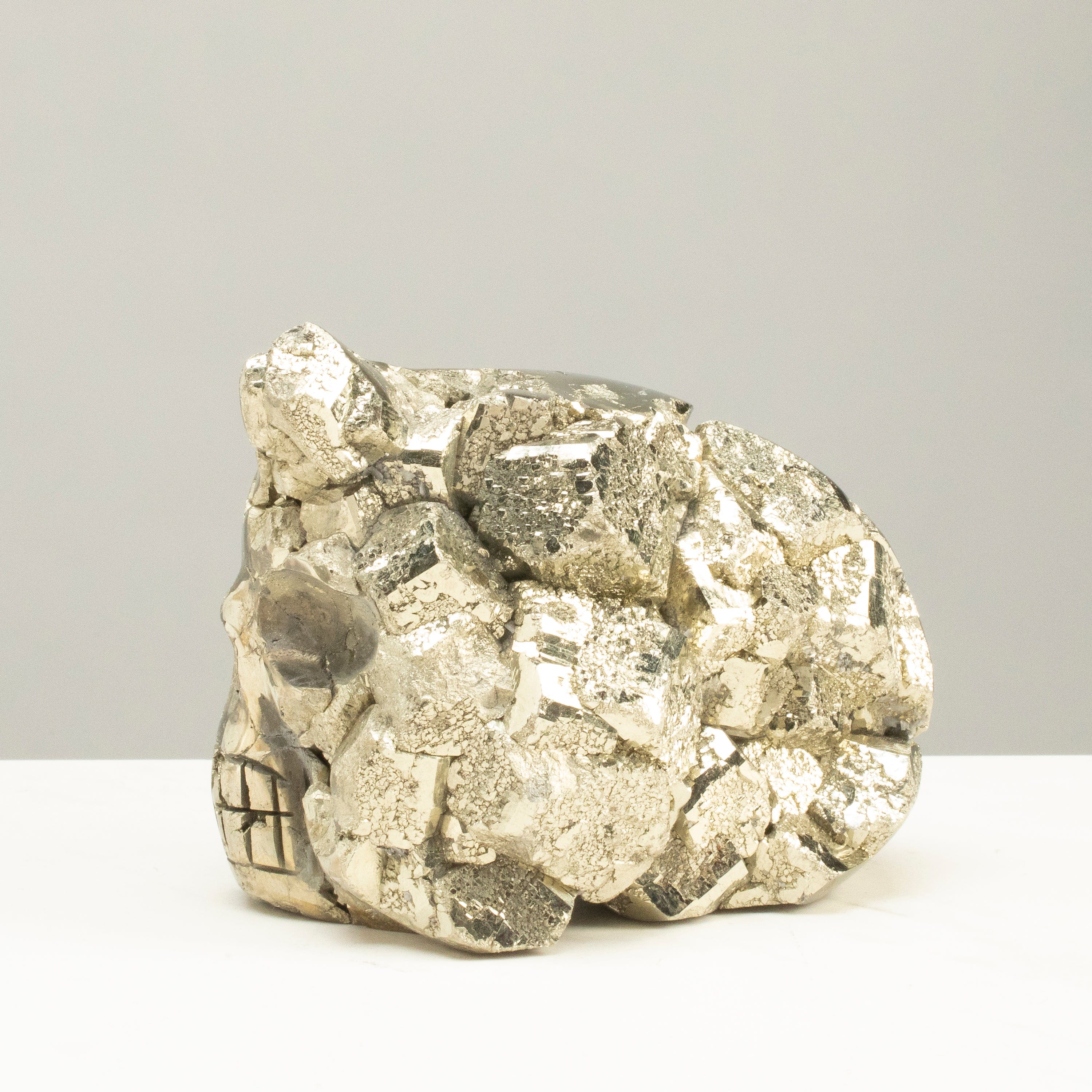 Kalifano Pyrite Peruvian Pyrite Skull Carving 5" / 3.6lbs PCSK2000.002