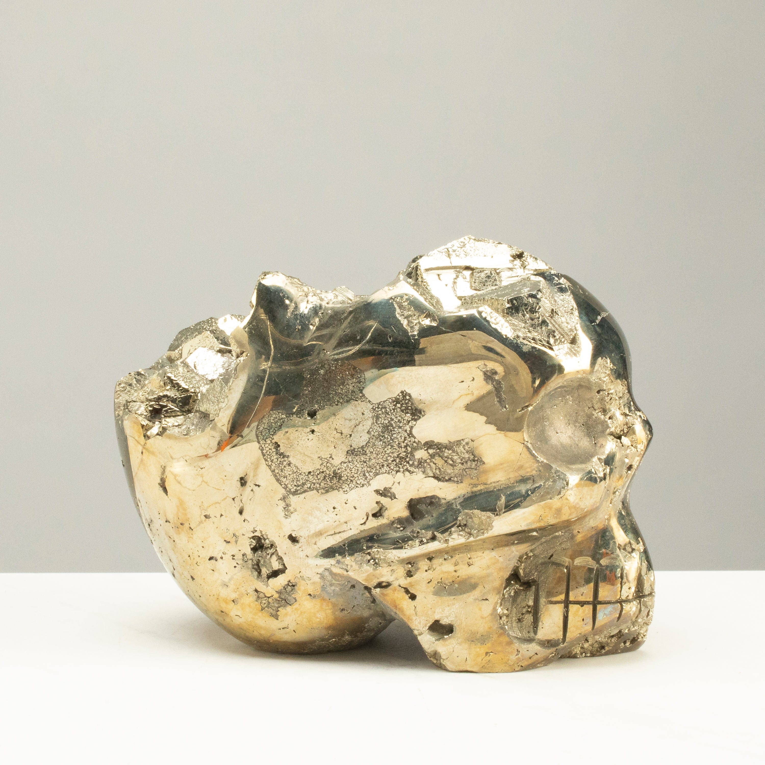 Kalifano Pyrite Peruvian Pyrite Skull Carving 6" / 5.8lbs PCSK3200.001