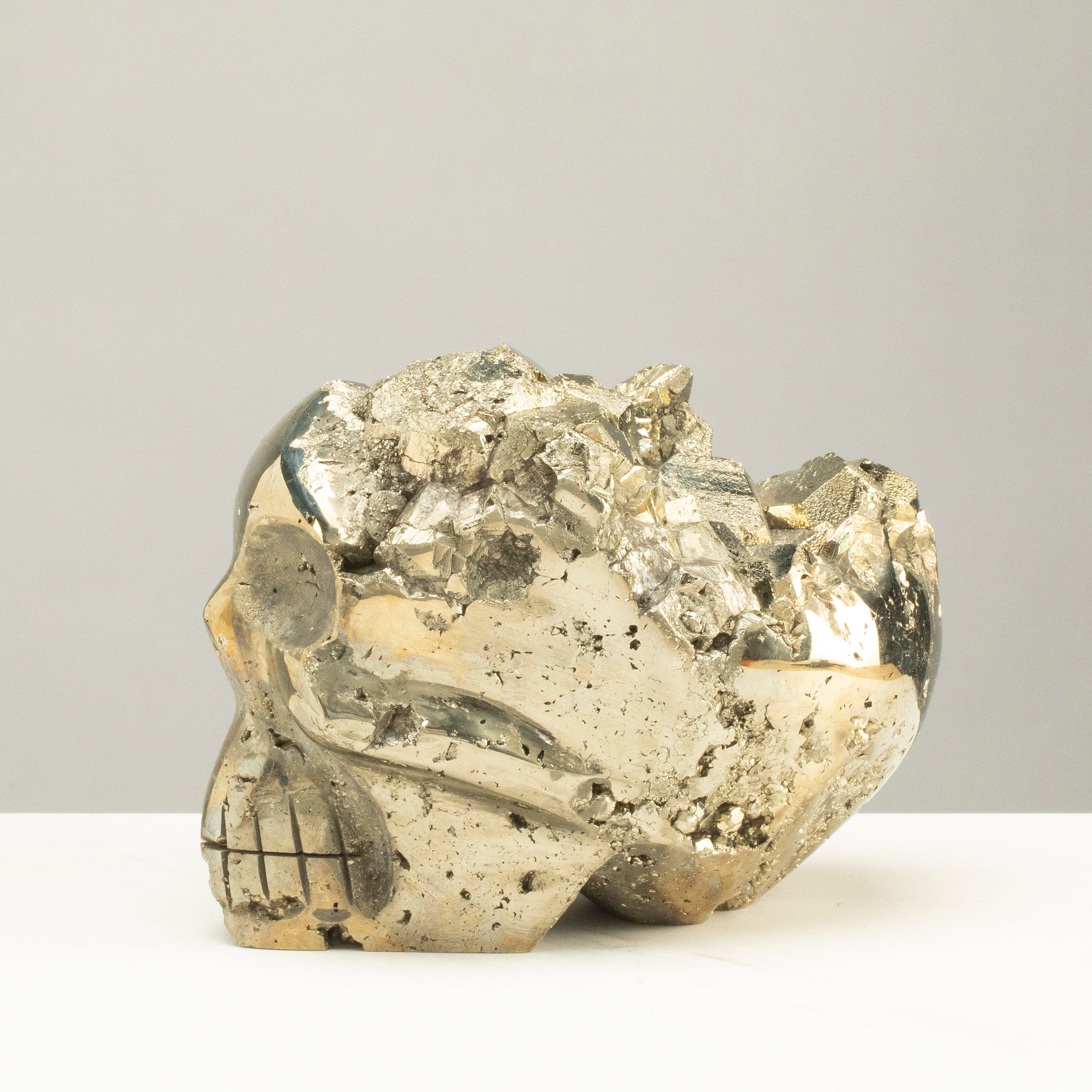 Kalifano Pyrite Peruvian Pyrite Skull Carving 6" / 5.8lbs PCSK3200.001