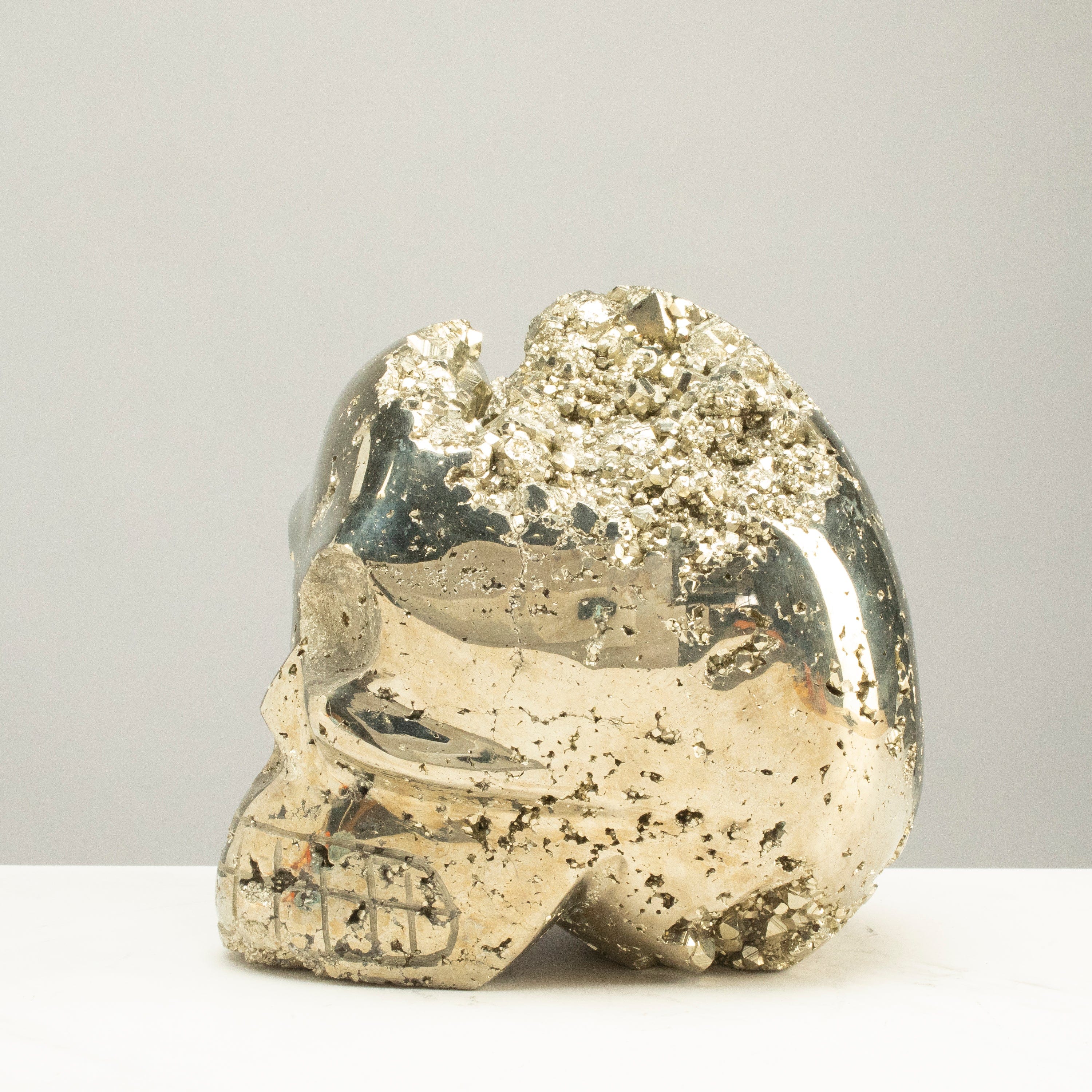 Kalifano Pyrite Peruvian Pyrite Skull Carving 7" / 10.6lbs PCSK5600.001