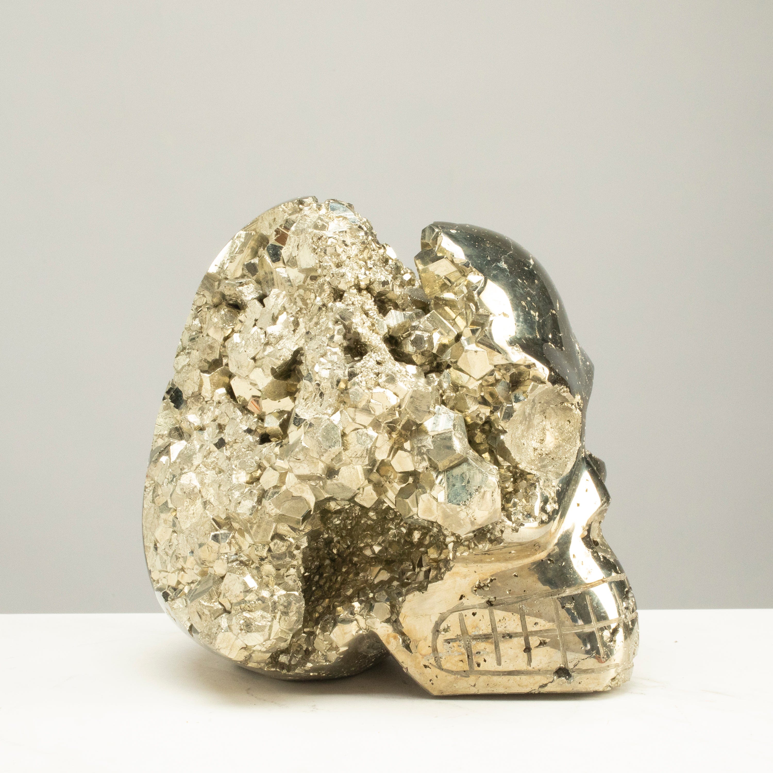 Kalifano Pyrite Peruvian Pyrite Skull Carving 7" / 10.6lbs PCSK5600.001