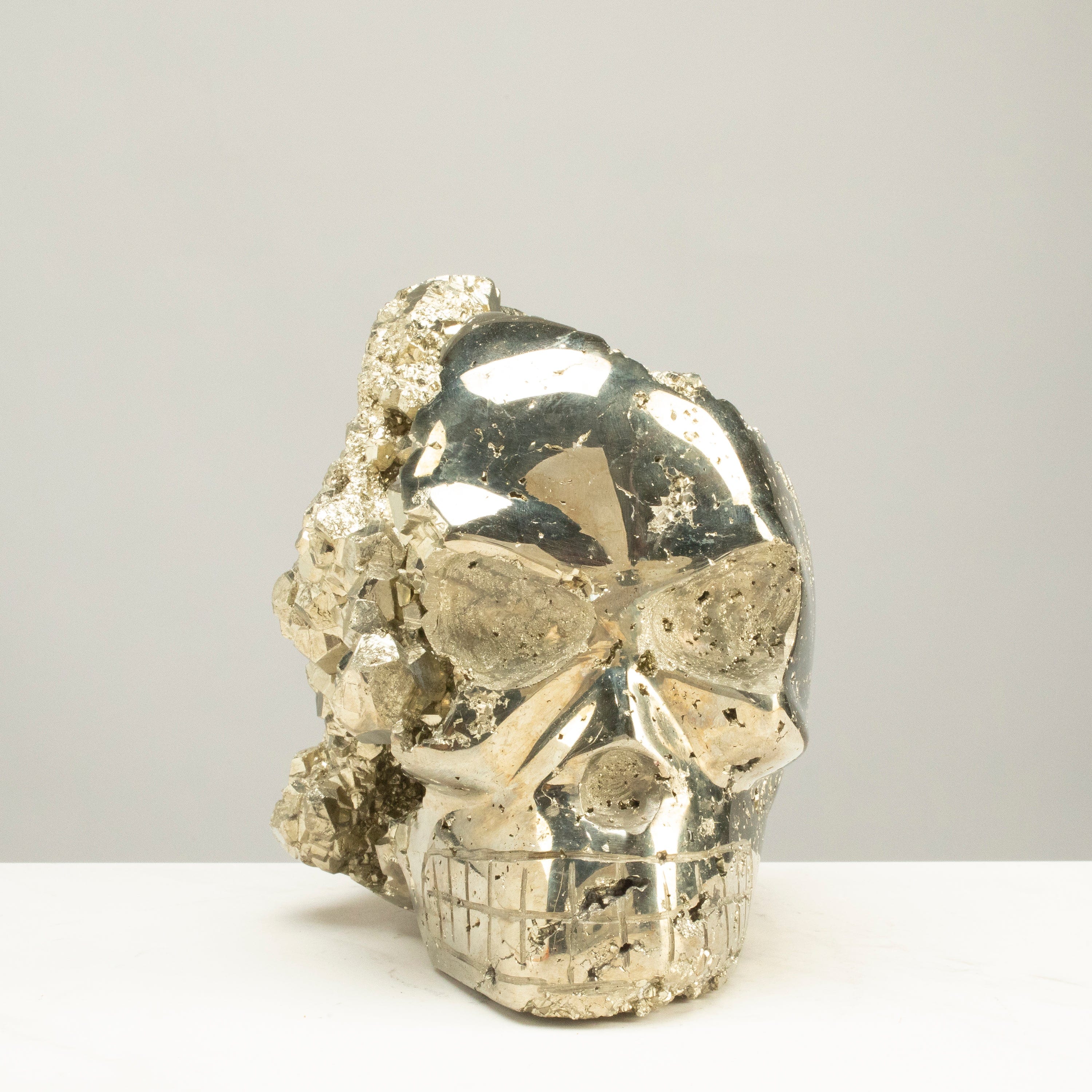 Kalifano Pyrite Peruvian Pyrite Skull Carving 7" / 10.6lbs PCSK5600.001
