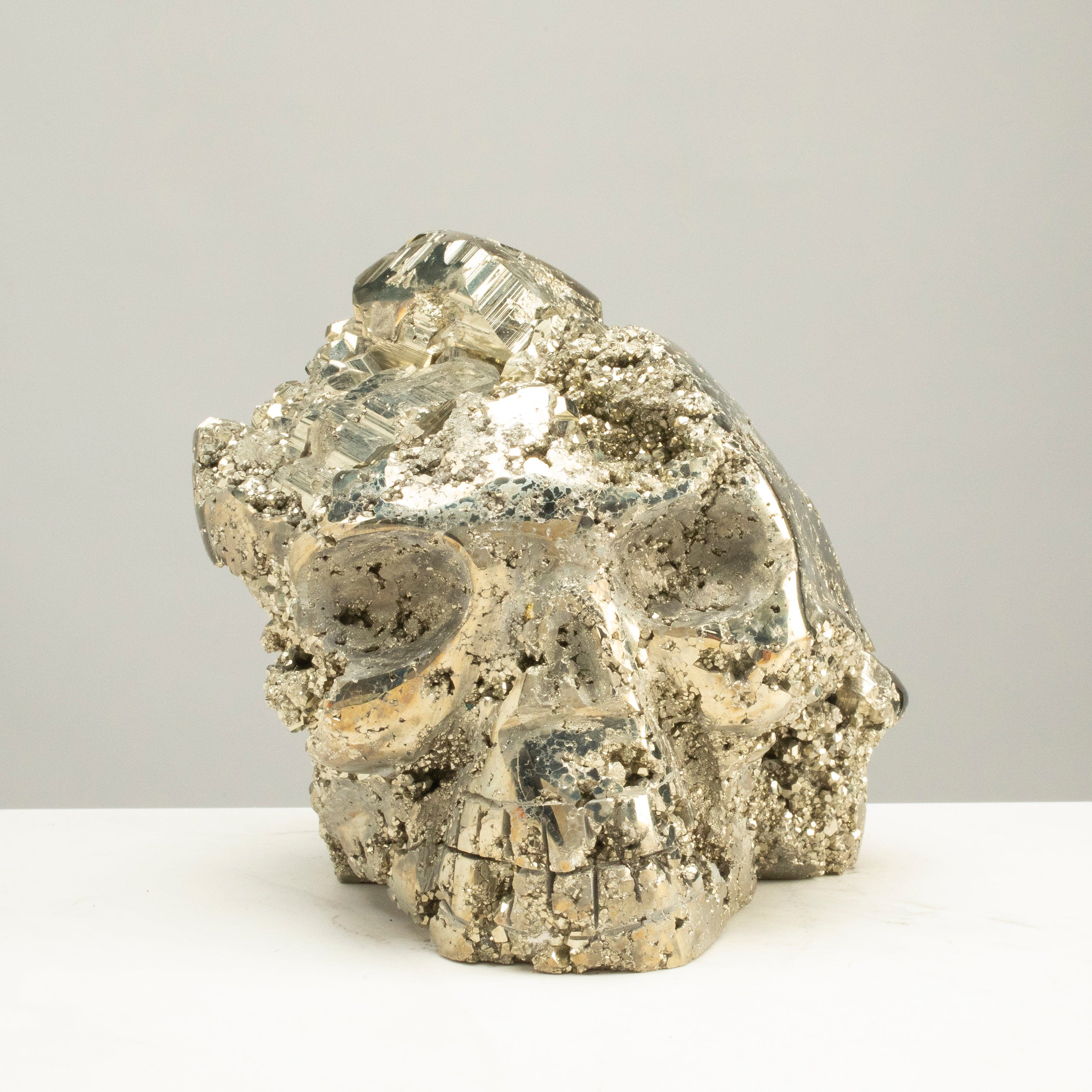 Kalifano Pyrite Peruvian Pyrite Skull Carving 7" / 10lbs PCSK5000.001