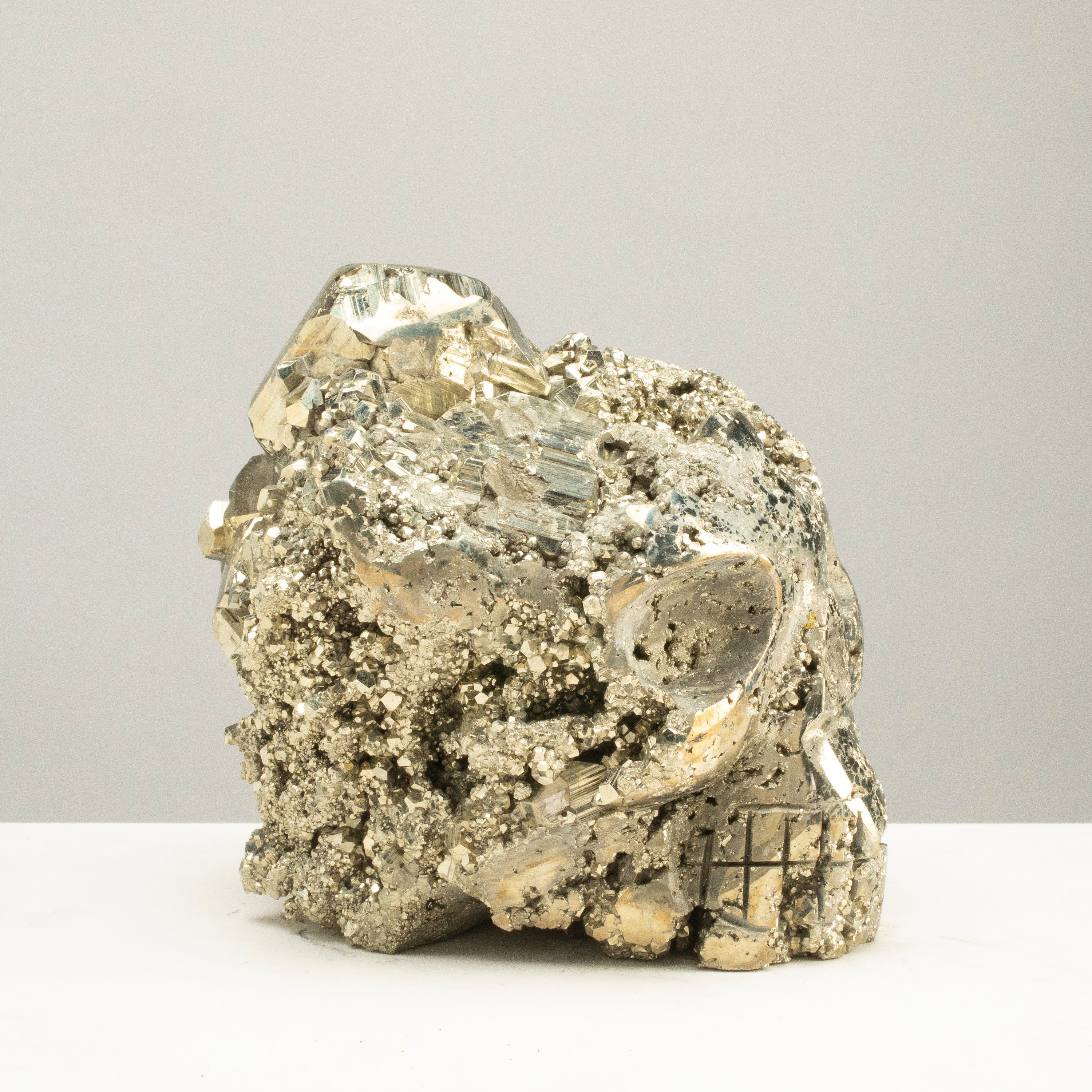 Kalifano Pyrite Peruvian Pyrite Skull Carving 7" / 10lbs PCSK5000.001