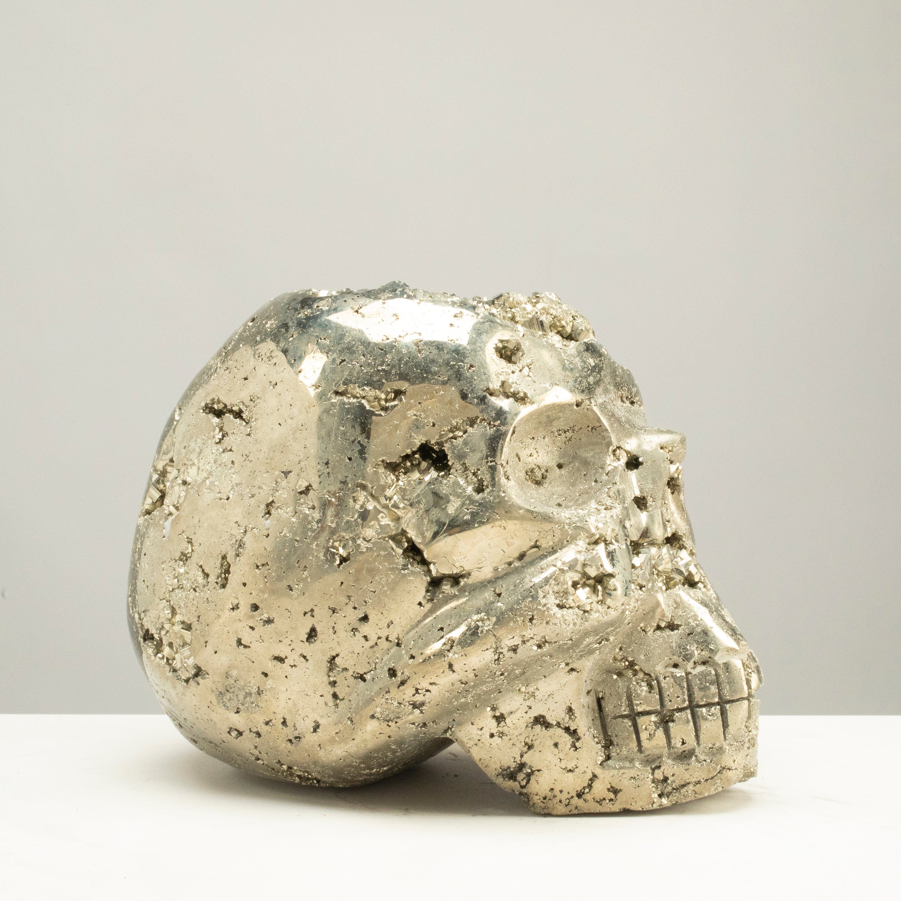 Kalifano Pyrite Peruvian Pyrite Skull Carving 7" / 13lbs PCSK6800.001