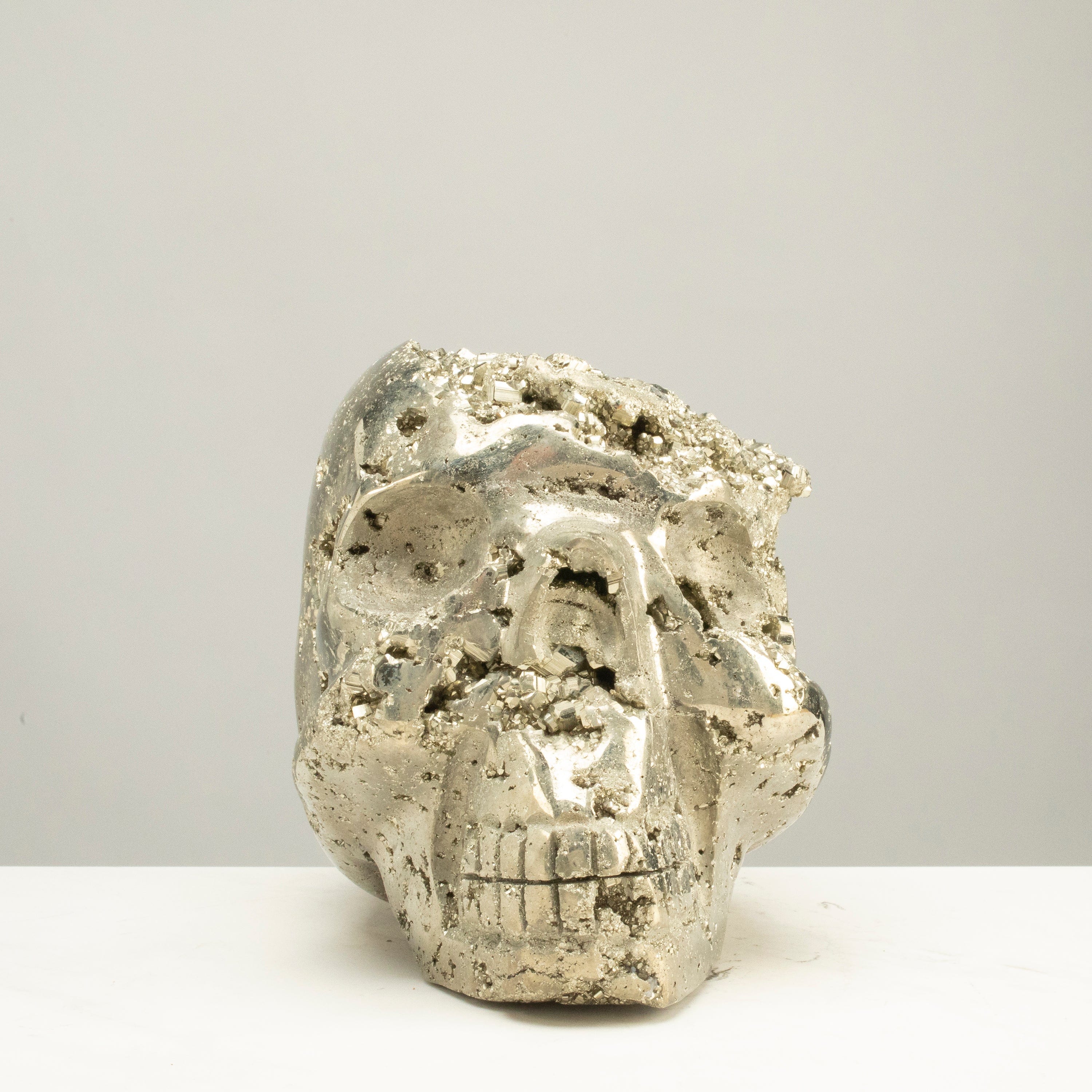 Kalifano Pyrite Peruvian Pyrite Skull Carving 7" / 13lbs PCSK6800.001